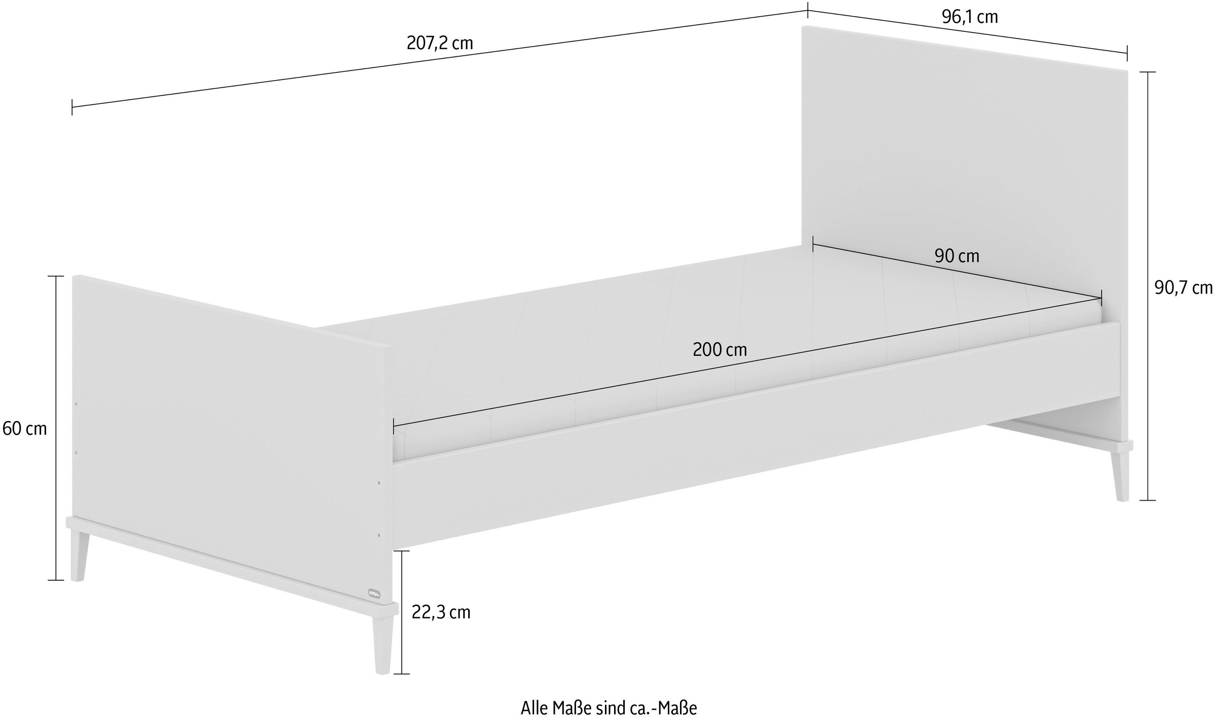 YUNY by PAIDI Kinderbett »BROTHER STU«, (B/H/T ca. 207x96x91cm, Taupe), yuny by PAIDI