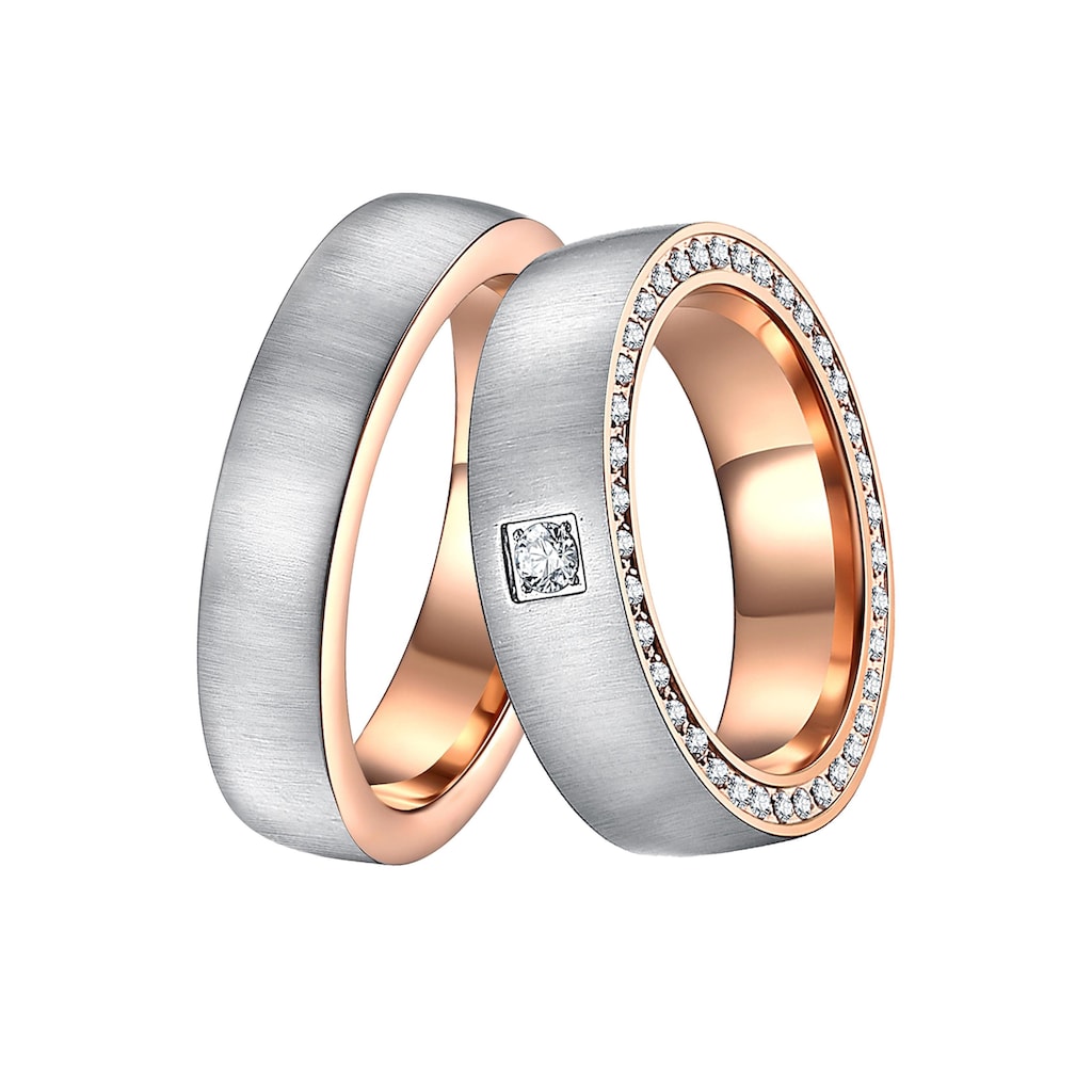 DOOSTI Trauring »Schmuck Geschenk Edelstahl Trauring Ehering Partnerring LIEBE«, Made in Germany - wahlweise mit oder ohne Zirkonia