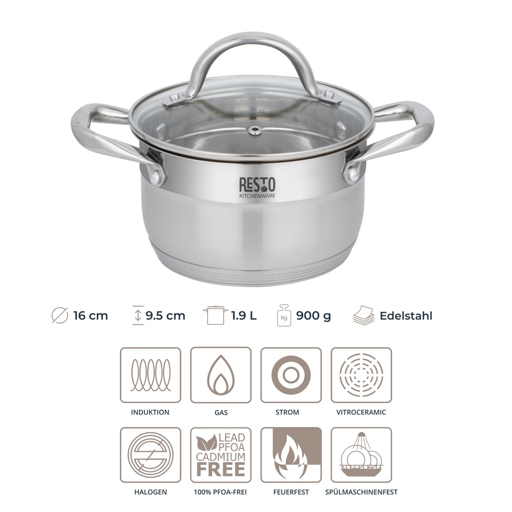 RESTO Kitchenware Kochtopf »Rigel, Topf energiesparend und spülmaschinenfest« 2 Stk. tlg. Edelstahl 18/10