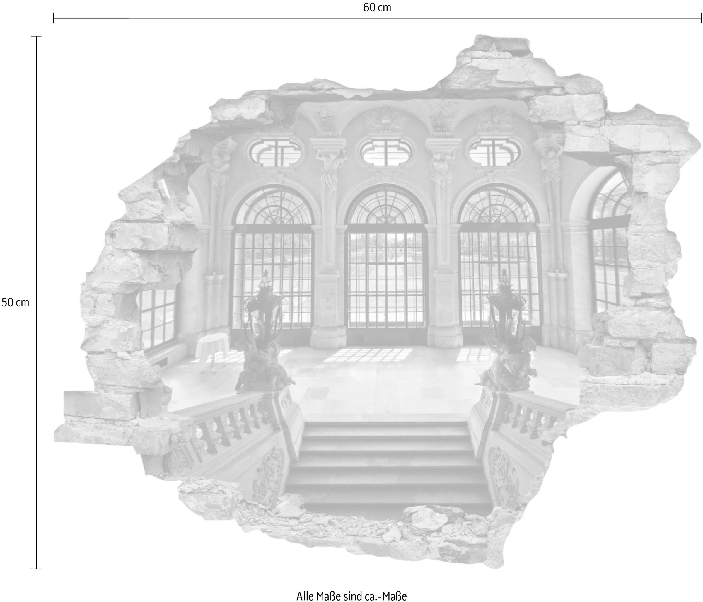 queence Wandtattoo »Treppe«, (1 St.), Wandsticker, Wandbild, selbstklebend, 3D, Wanddurchbruch