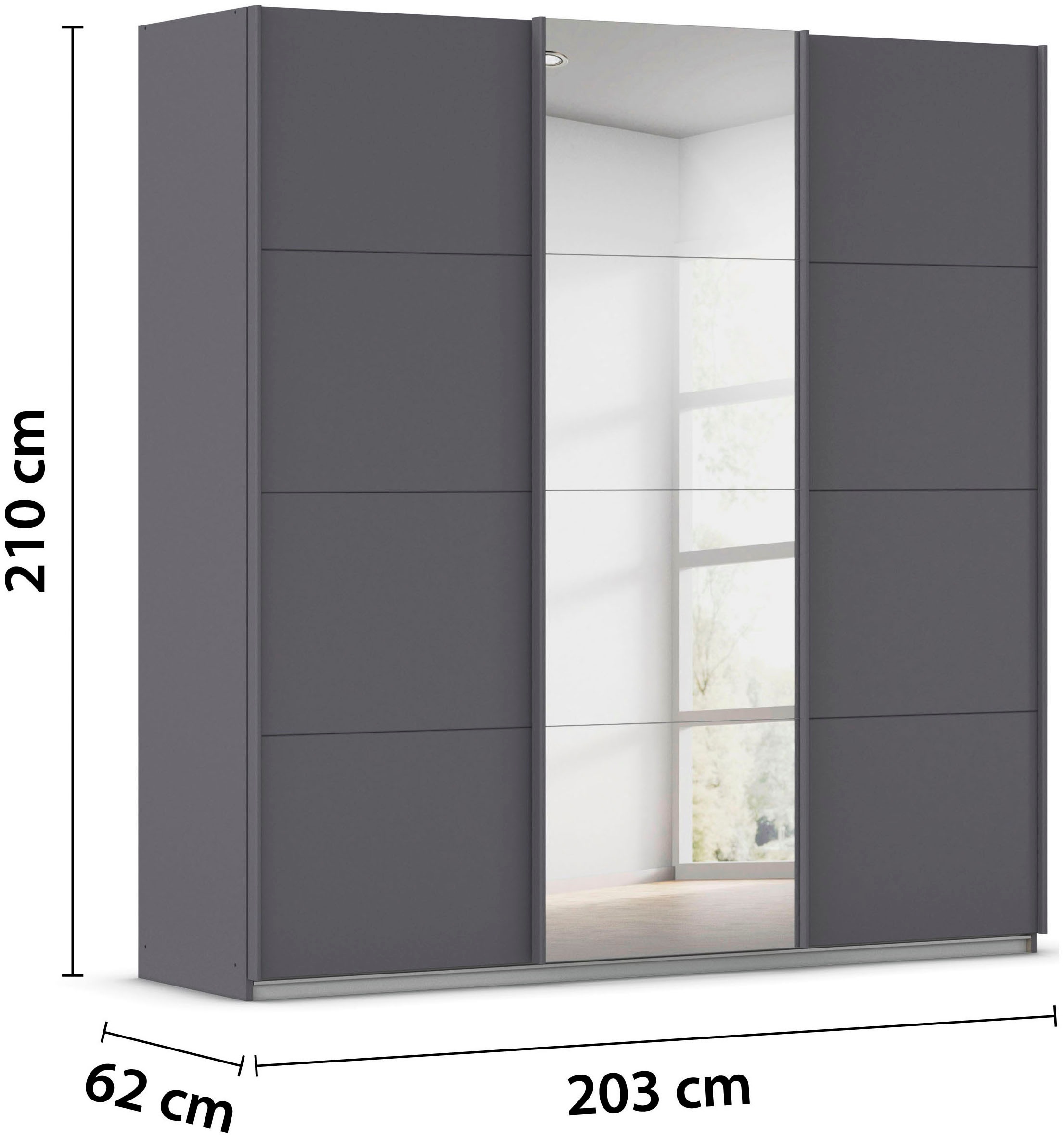rauch Schwebetürenschrank »Kleiderschrank Schrank Garderobe AGORDO«, (in zwei Griff-Farben), Top Innenausstattung, in 4 Breiten und 2 Höhen MADE IN GERMANY
