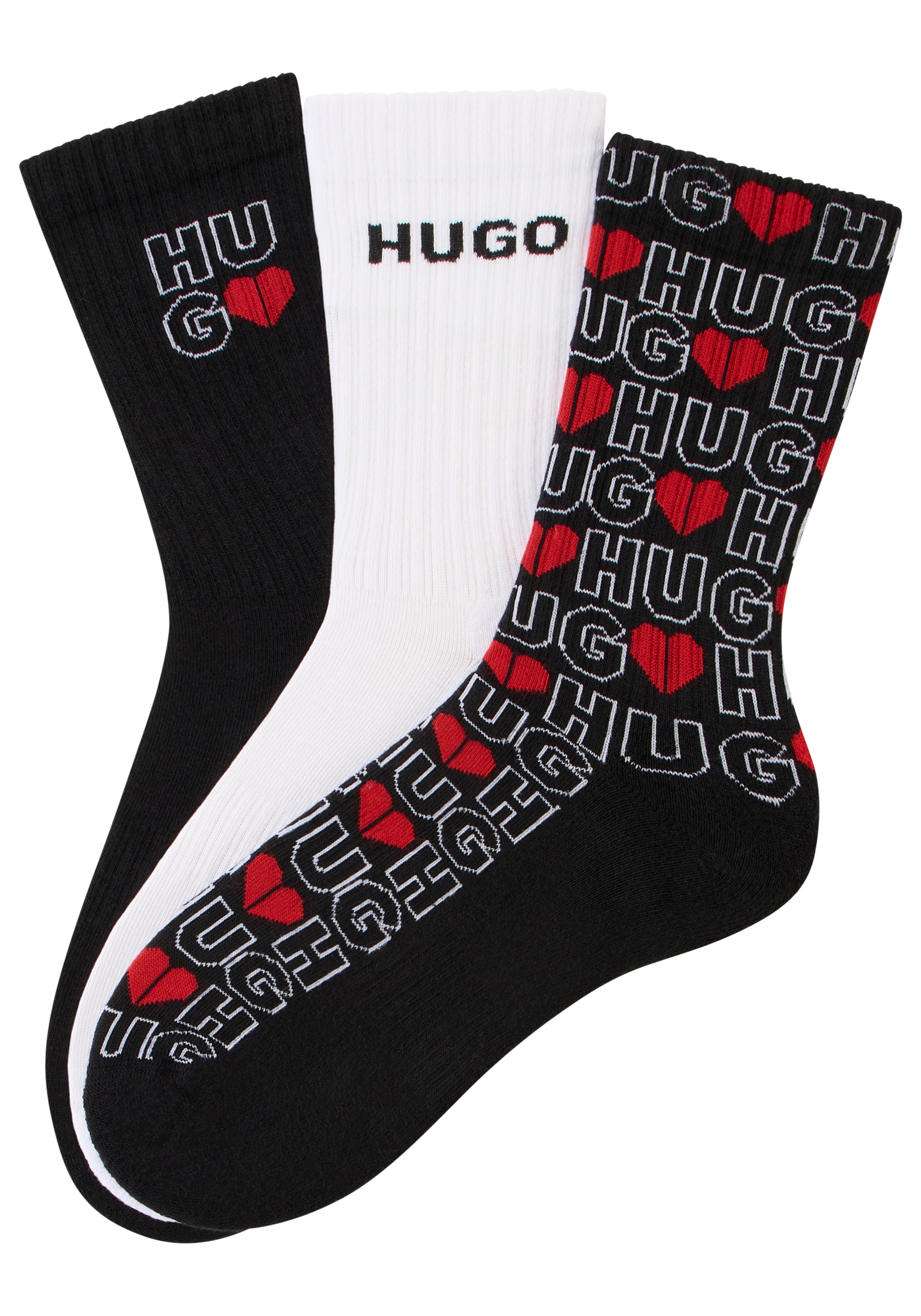 HUGO Underwear Socken »VALENTINE« 3 Paar tlg. mit kreativen Logos, mit weicher Sohle,