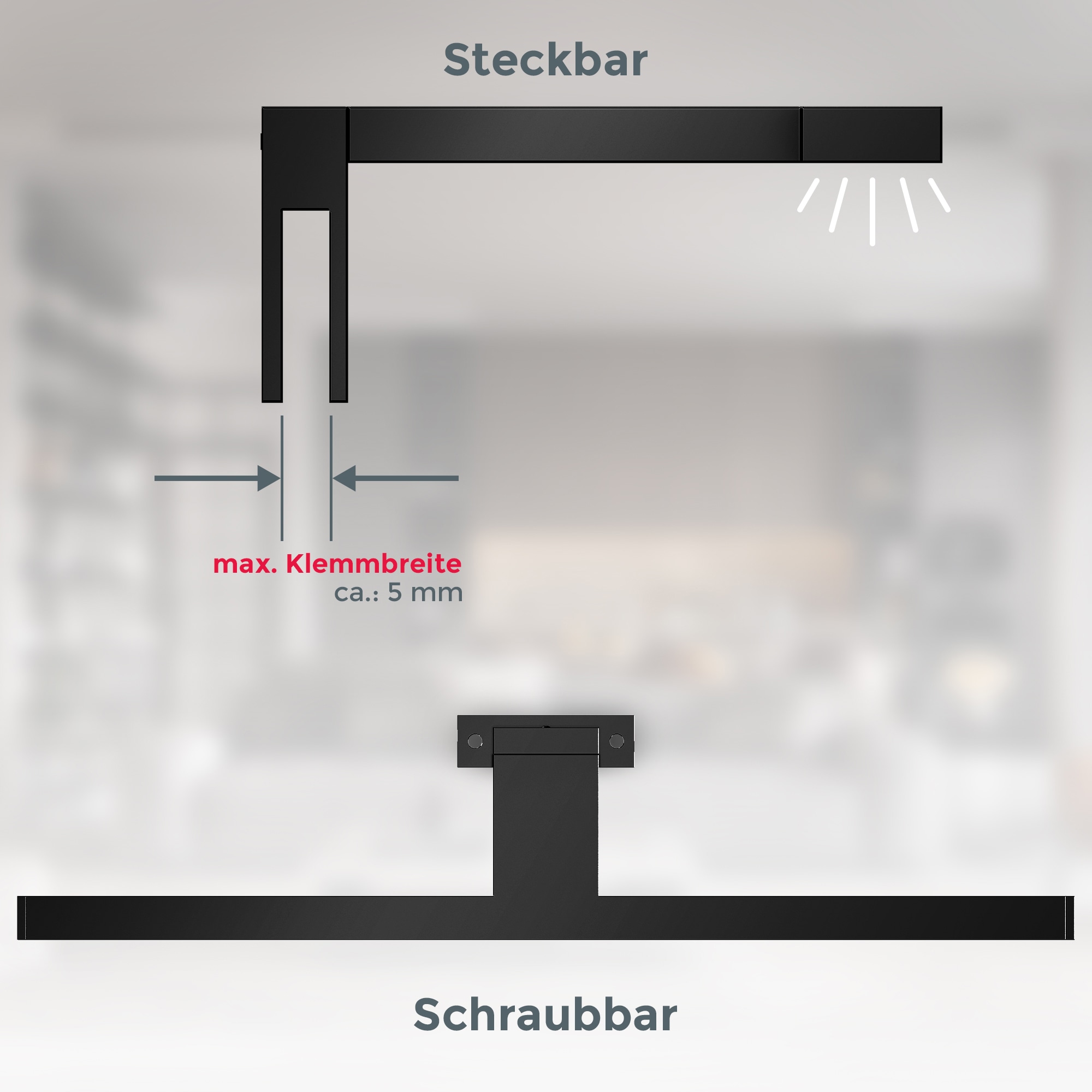 B.K.Licht Spiegelleuchte  incl. LED Platine, 5 Watt, 650 Lumen, 4.000 Kelvin, neutralweißes Licht, inkl. Aufbau- und Spiegelklemme, IP44, 30cm lang