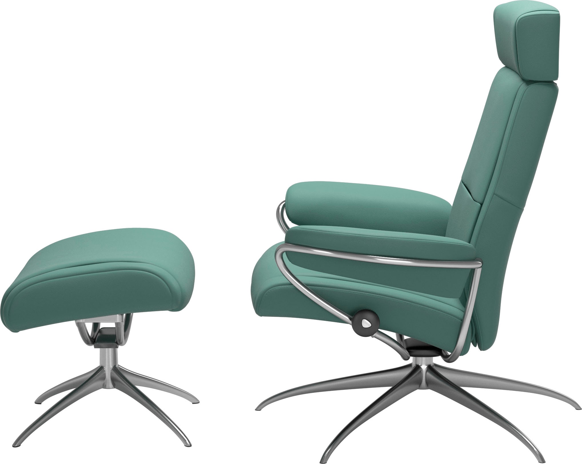 Stressless® Relaxsessel »Paris« Set, Relaxsessel mit Hocker,  mit Hocker, Low Back mit Kopfstütze, mit Star Base, Gestell Chrom