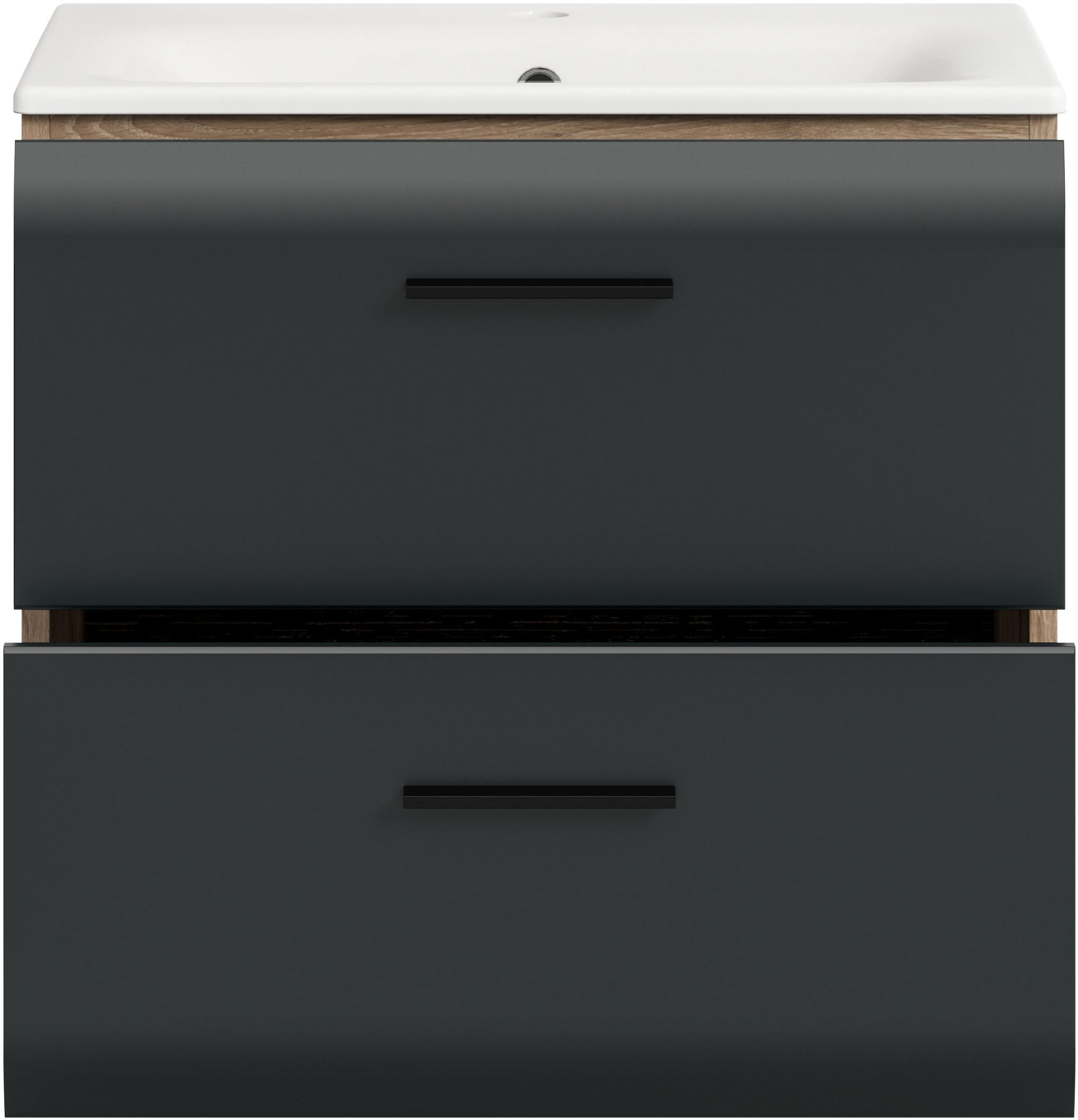 INOSIGN Waschbeckenunterschrank 2 Stk. tlg. Florenz, Waschtisch inkl. Waschbecken, Nox Oak, 2 Schubladen
