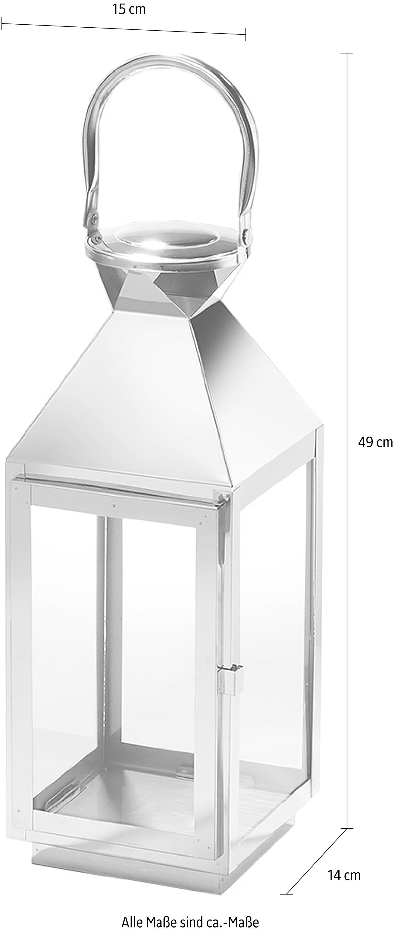 Home affaire Kerzenlaterne »Cannes«, (1 St.), Kerzenhalter aus Edelstahl  und Glas, Höhe mit Henkel ca. 49 cm kaufen bei OTTO