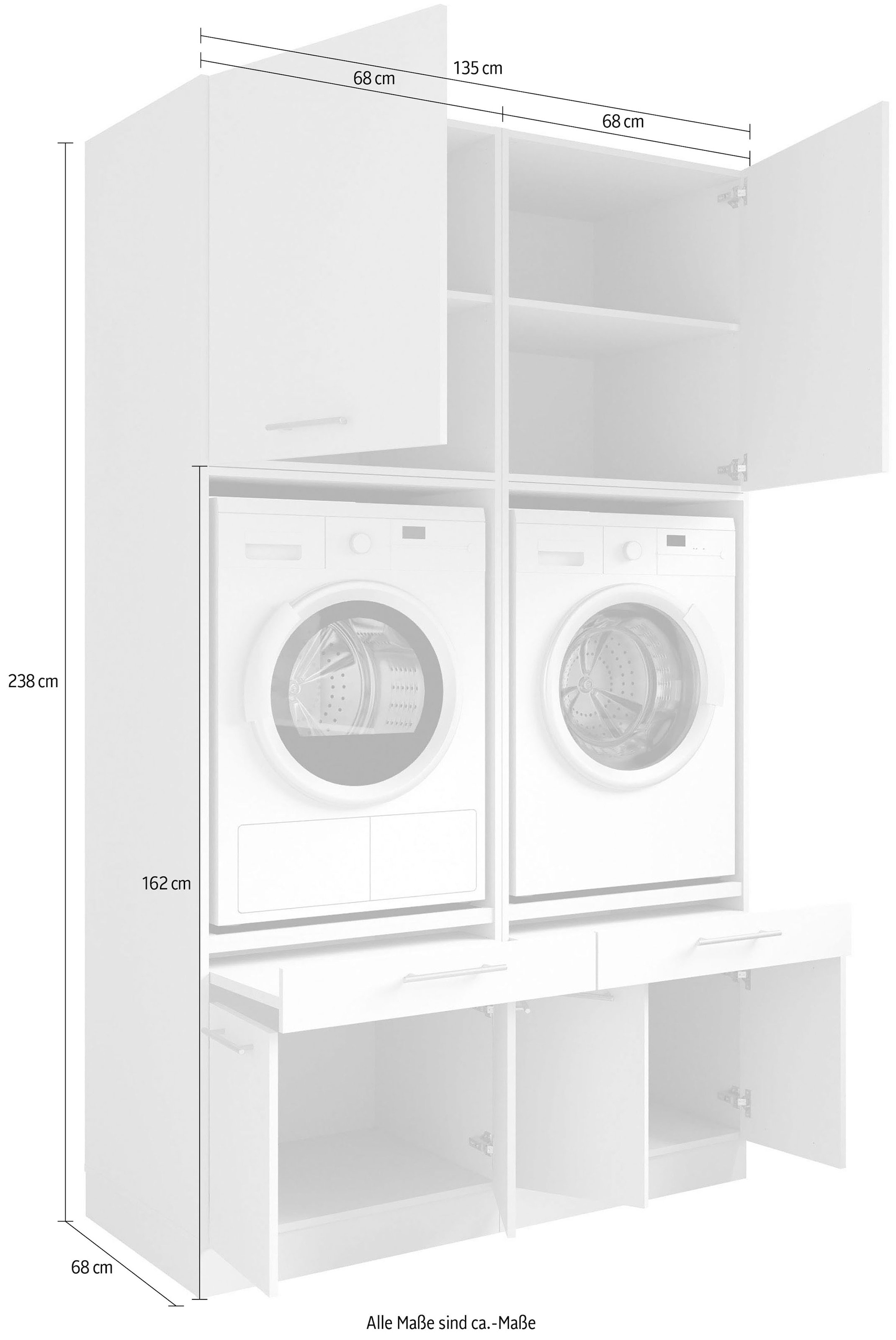 Laundreezy Mehrzweckschrank-Set »Laundreezy, 4-tlg. Mehrzweckschrank-Set B/H/T 135/238/68 cm« 4 Stk. tlg.