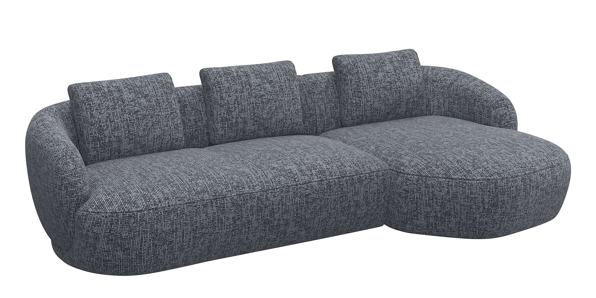 FLEXLUX Wohnlandschaft »Torino, rund, L-Form, Sofa-Ecke mit Recamiere, Longchair-Sofa«, Modernes, organisches Sofa-Design, Kaltschaum, Wellenunterfederung