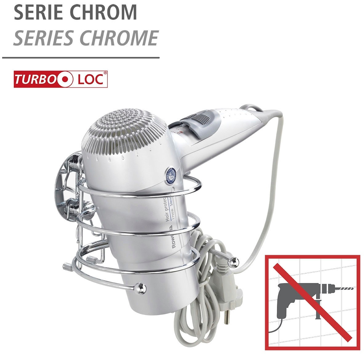 WENKO Haartrocknerhalter »Turbo-Loc®«, (1 St.), befestigen ohne bohren