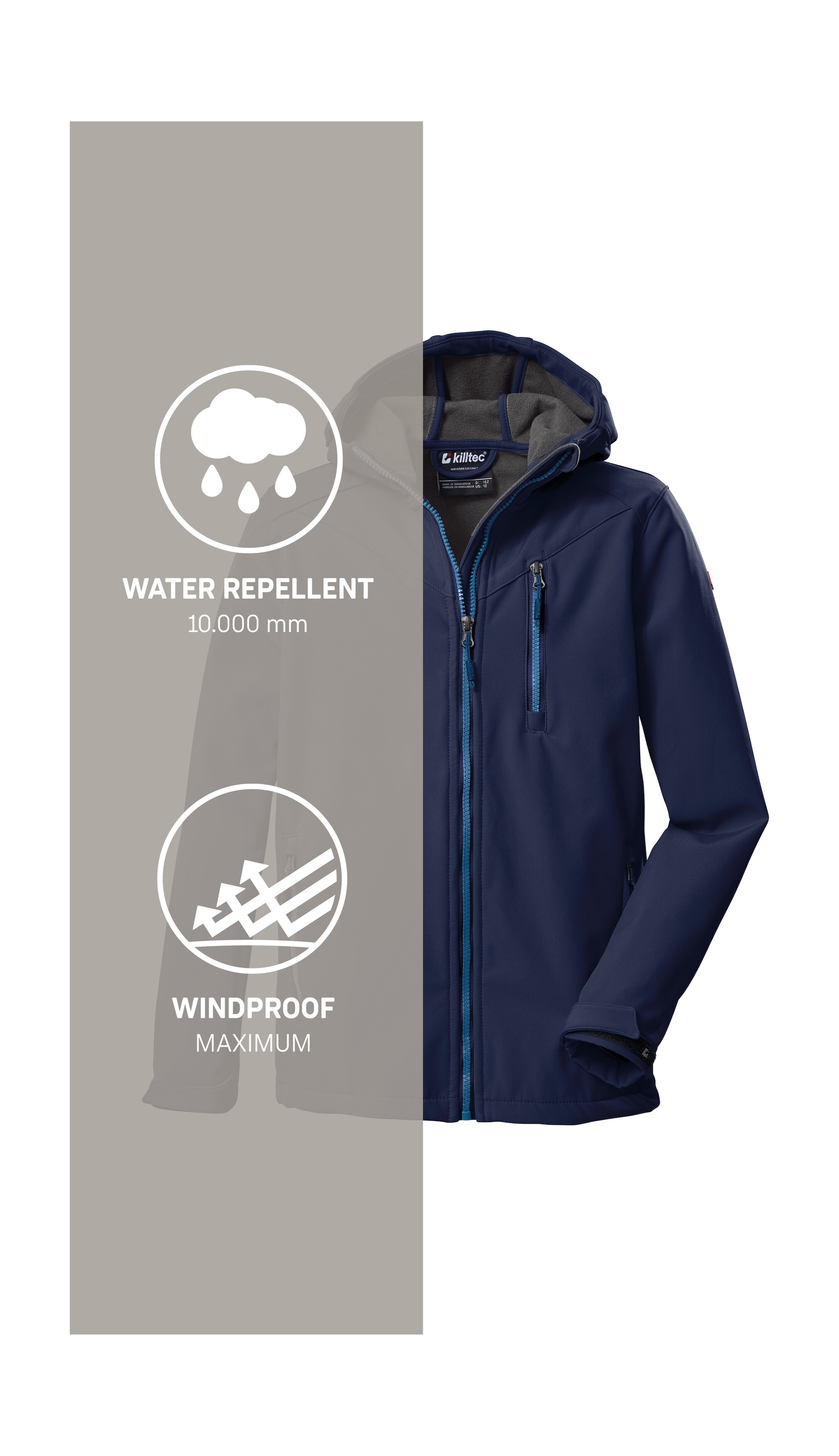 Killtec Softshelljacke »Boys Softshelljacke«, Wasserabweisende Softshelljacke mit Kapuze, Fleece