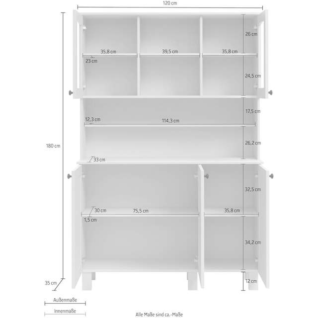 120 bestellen St.), OTTO »Osby«, affaire Home Kiefer (1 bei Breite Türen cm, Küchenbuffet 5 massiv,