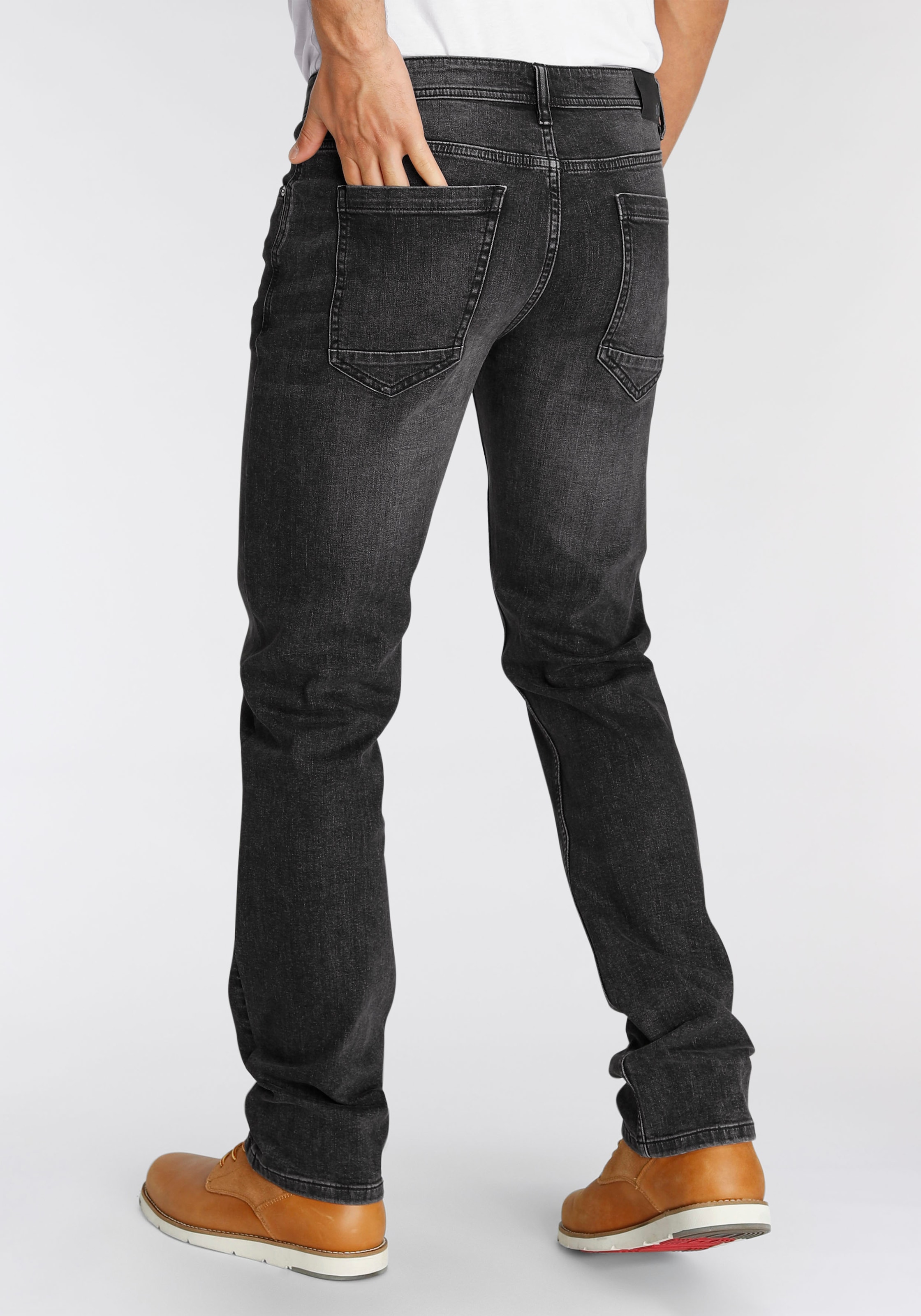 AJC Straight-Jeans, gerade geschnitten, Used-Look-Waschung, niedrige Leibhöhe