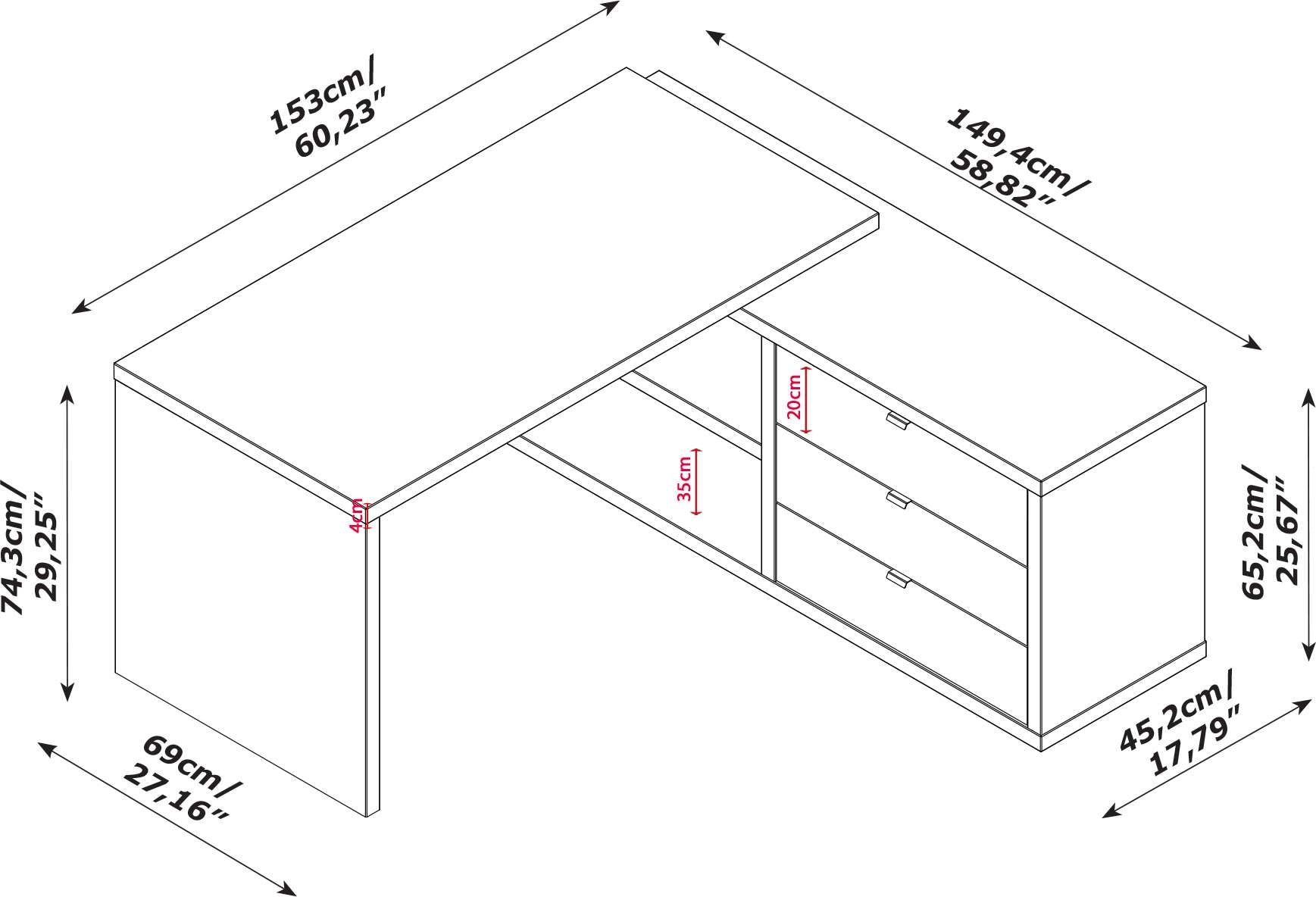 Composad Eckschreibtisch »PRATICO«