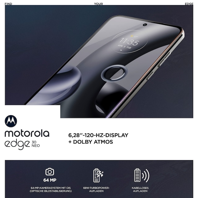 Motorola Smartphone »Edge 30 Neo 256 GB«, schwarz, 16 cm/6,3 Zoll, 256 GB  Speicherplatz, 64 MP Kamera jetzt kaufen bei OTTO