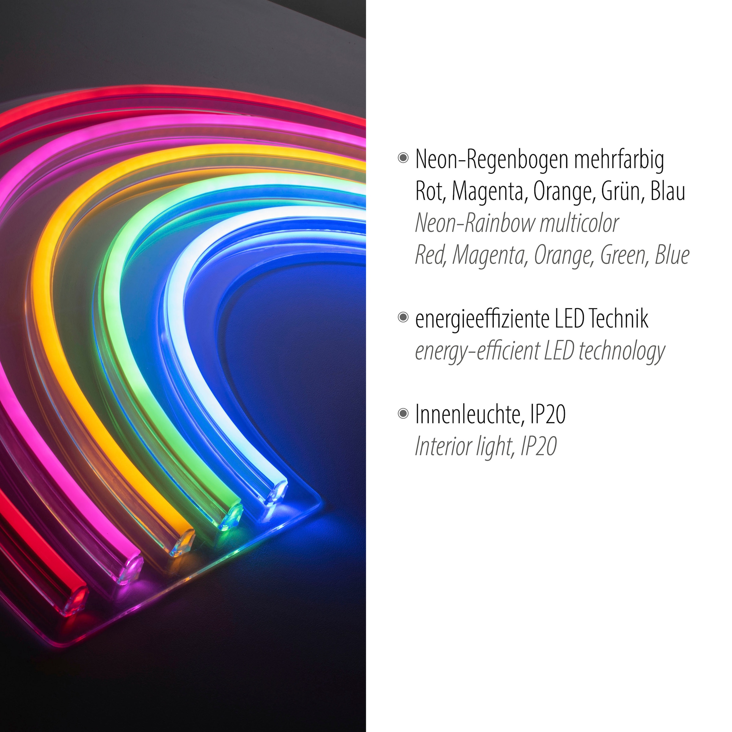 JUST LIGHT LED Wandleuchte »NEON-RAINB«, 1 flammig, Leuchtmittel LED-Board | LED fest integriert
