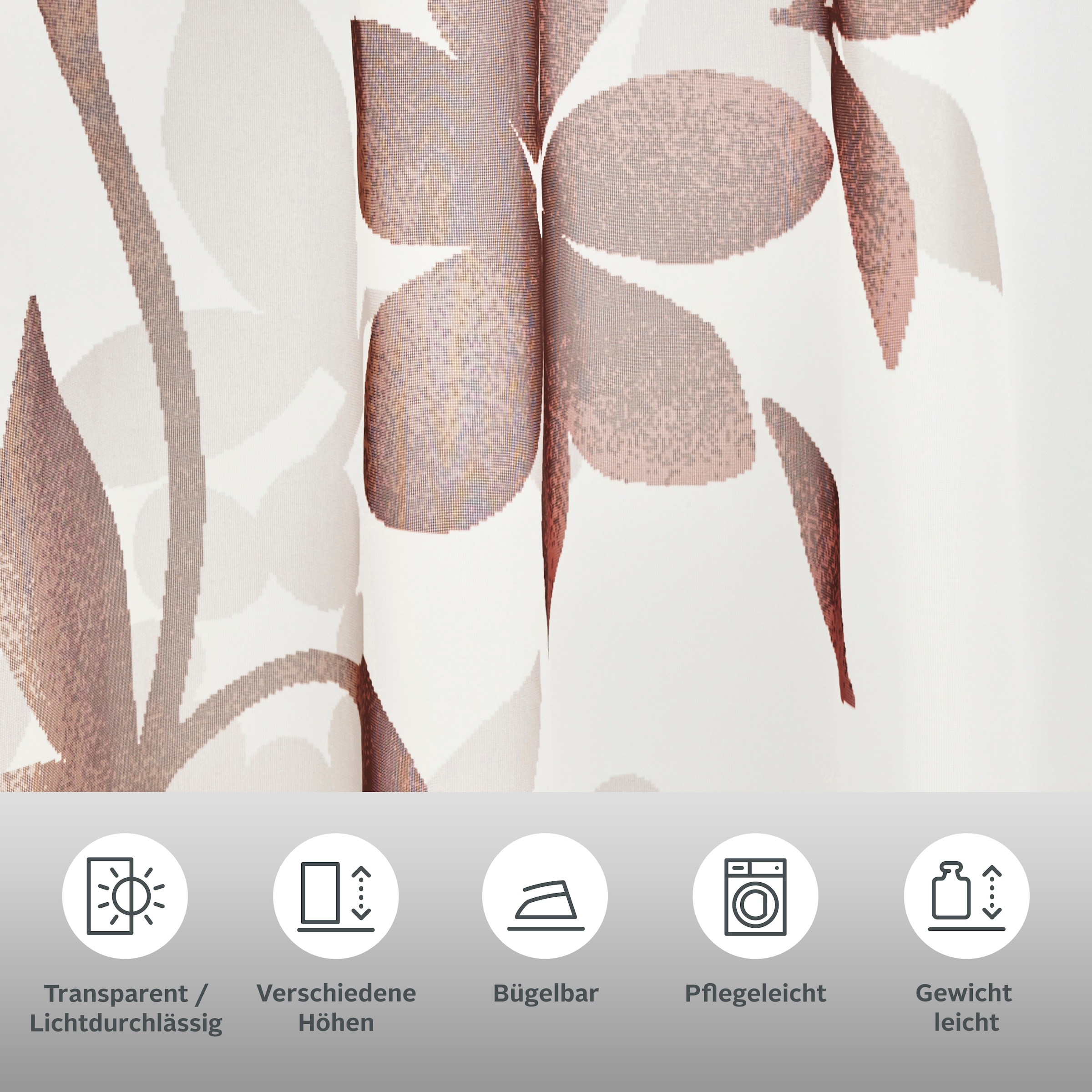 Home affaire Gardine »Ina«, (2 St.), 2-er Set, einseitig floral bedruckt, Voile, Blumen