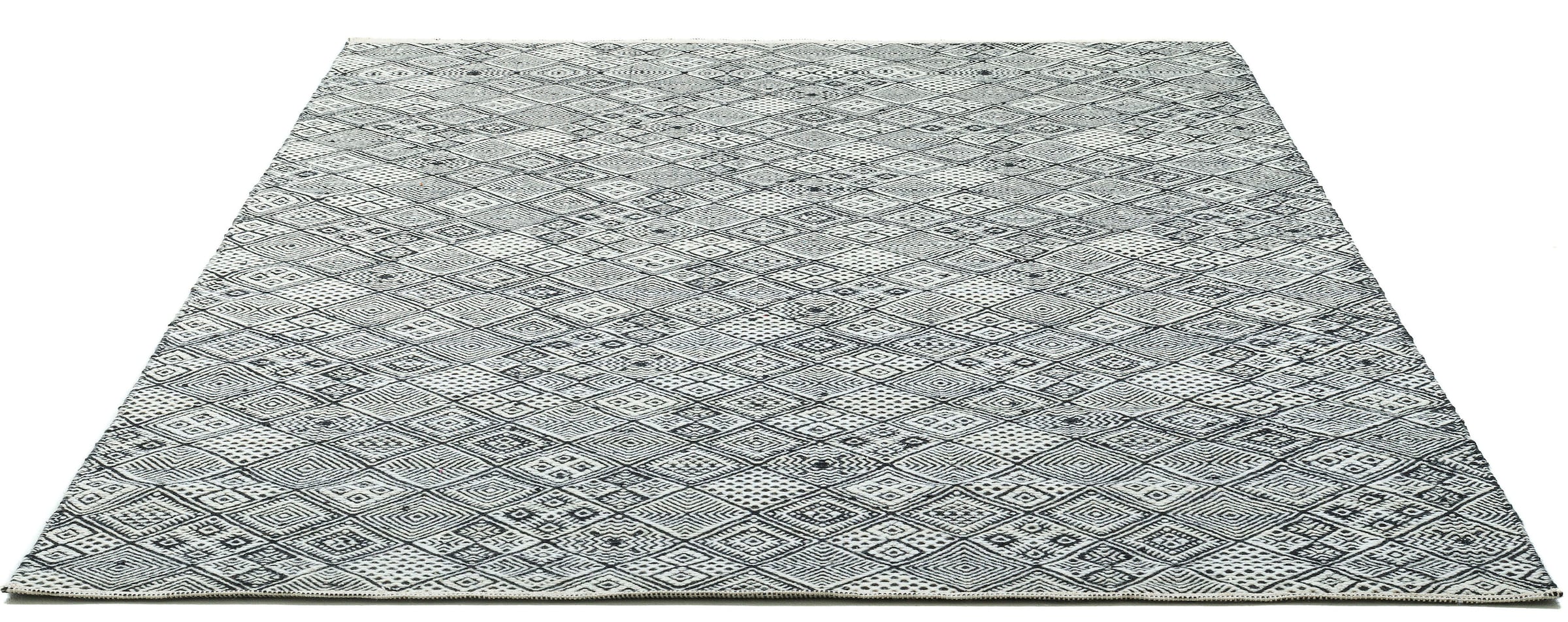 THEKO Wollteppich »Molde - 14005«, rechteckig, Handweb Teppich, reine Wolle, handgewebt, Scandi Design, Rauten Muster