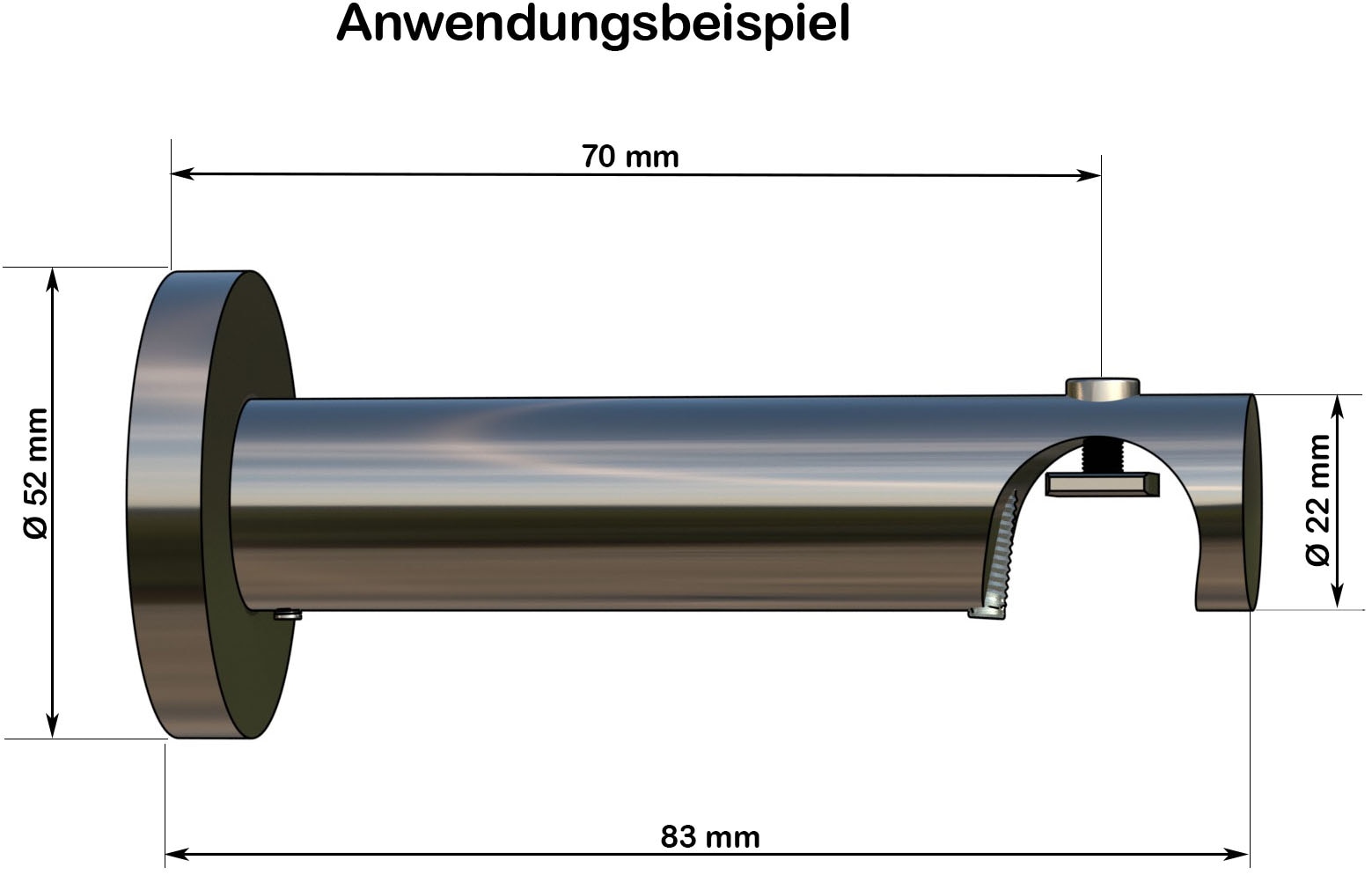 indeko Kombiträger Ø 20 mm für Vorhangstangen und Innenlaufsysteme