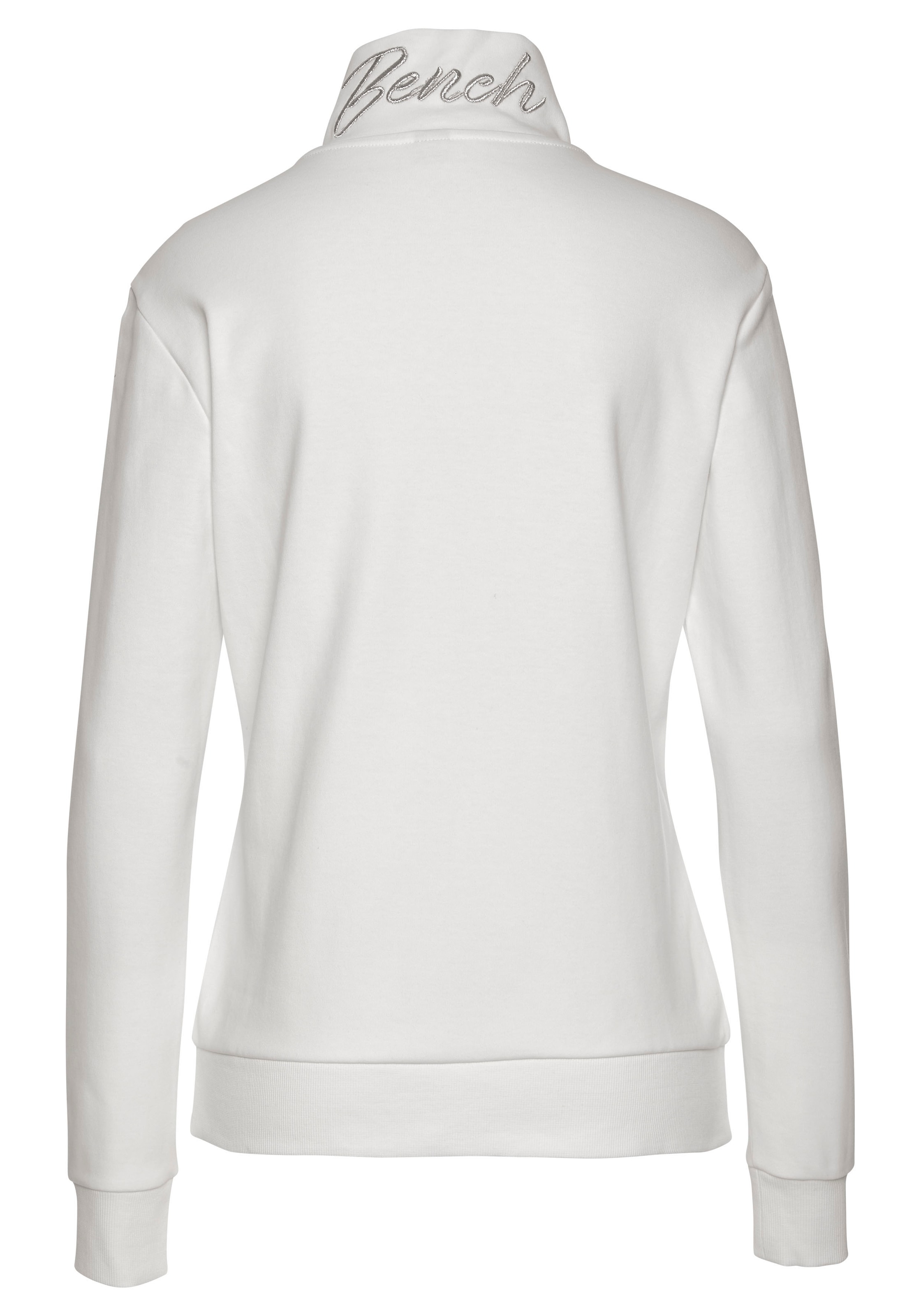 Bench. Loungewear Sweatjacke mit glänzender Logostickerei am Stehkragen, Loungeanzug