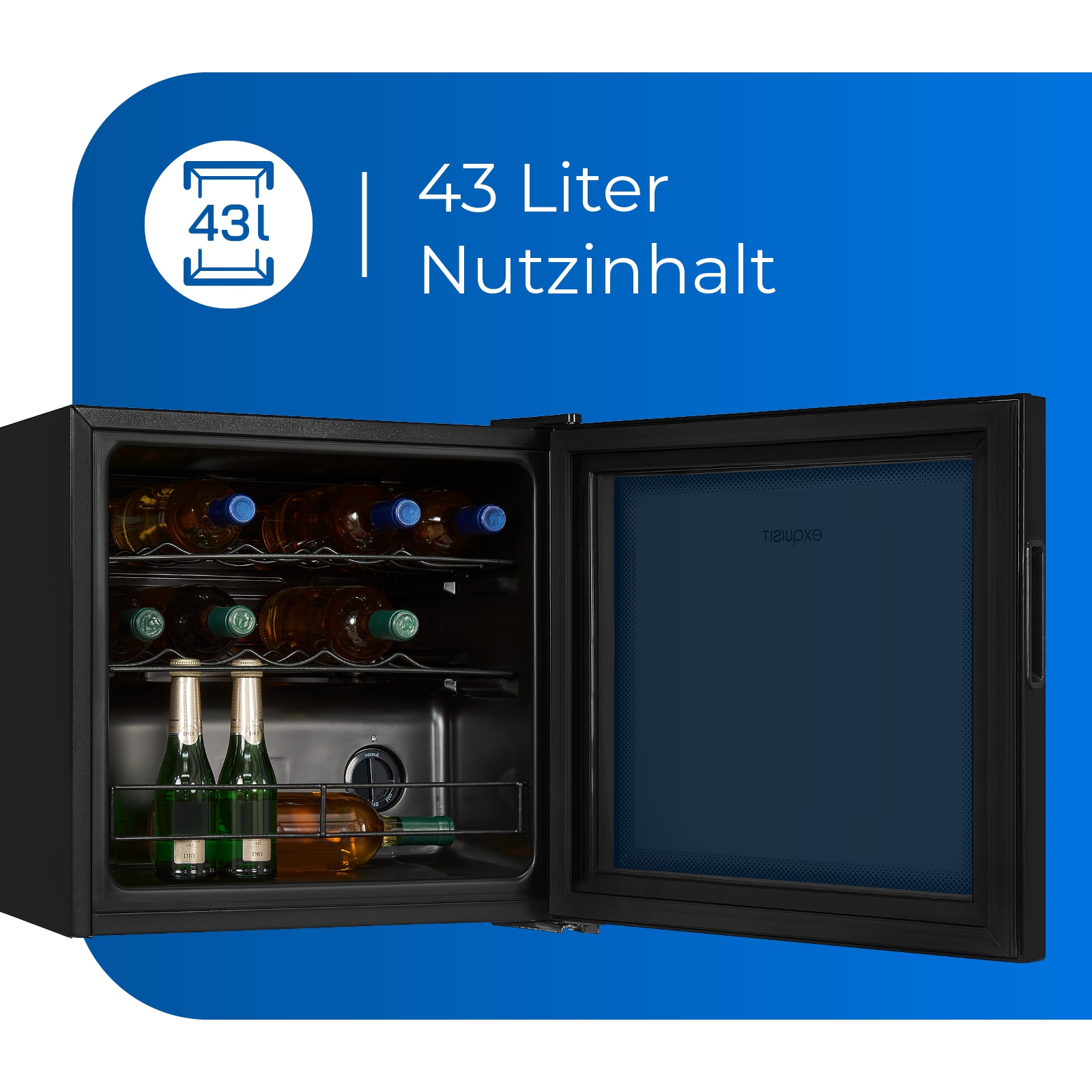 exquisit Weinkühlschrank »WS1-12-GT-030G schwarzPV«, für 14 St. Standardflaschen á 075l