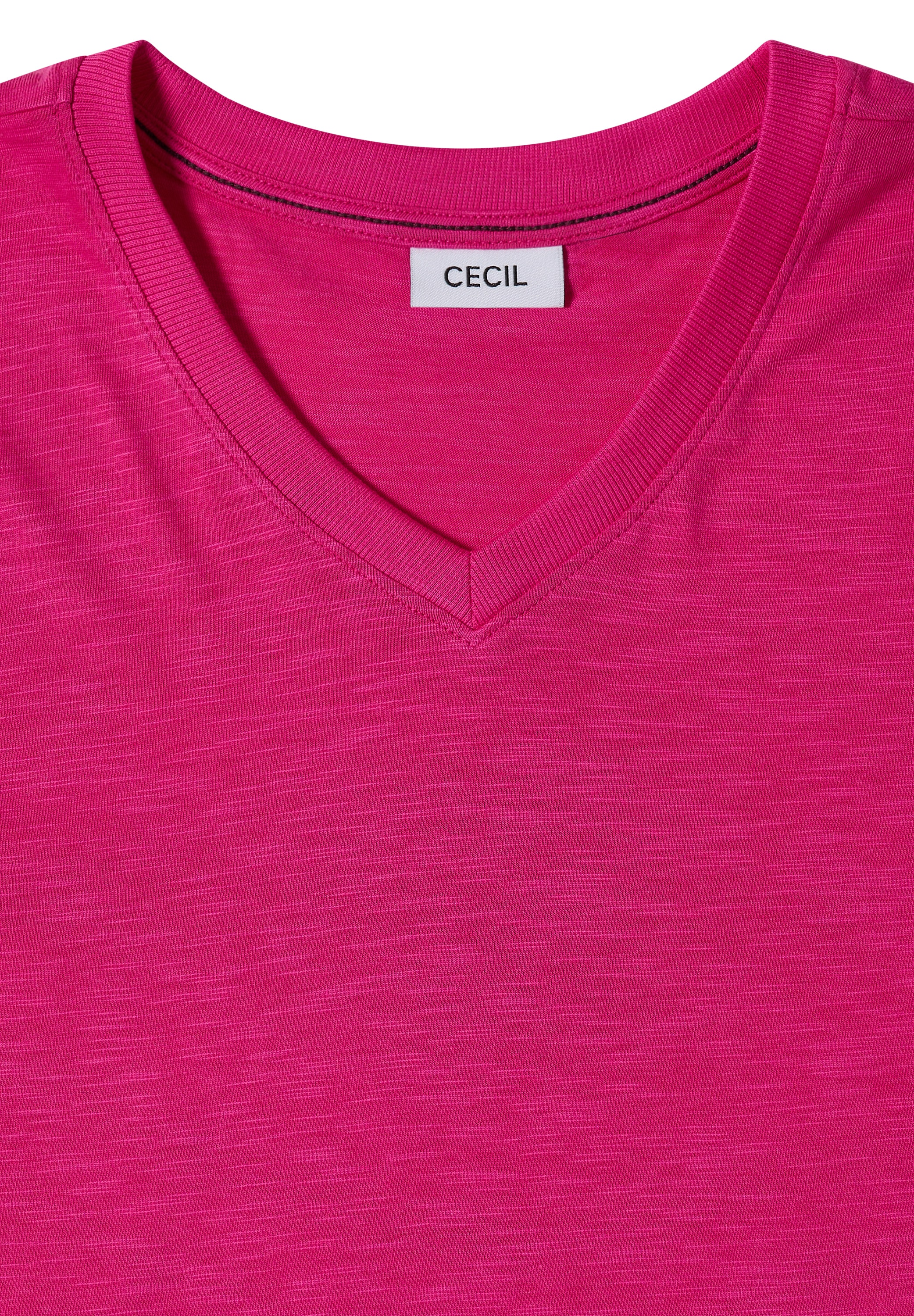 Cecil V-Shirt 3/4-Arm Shirt in Unifarbe mit V-Neck