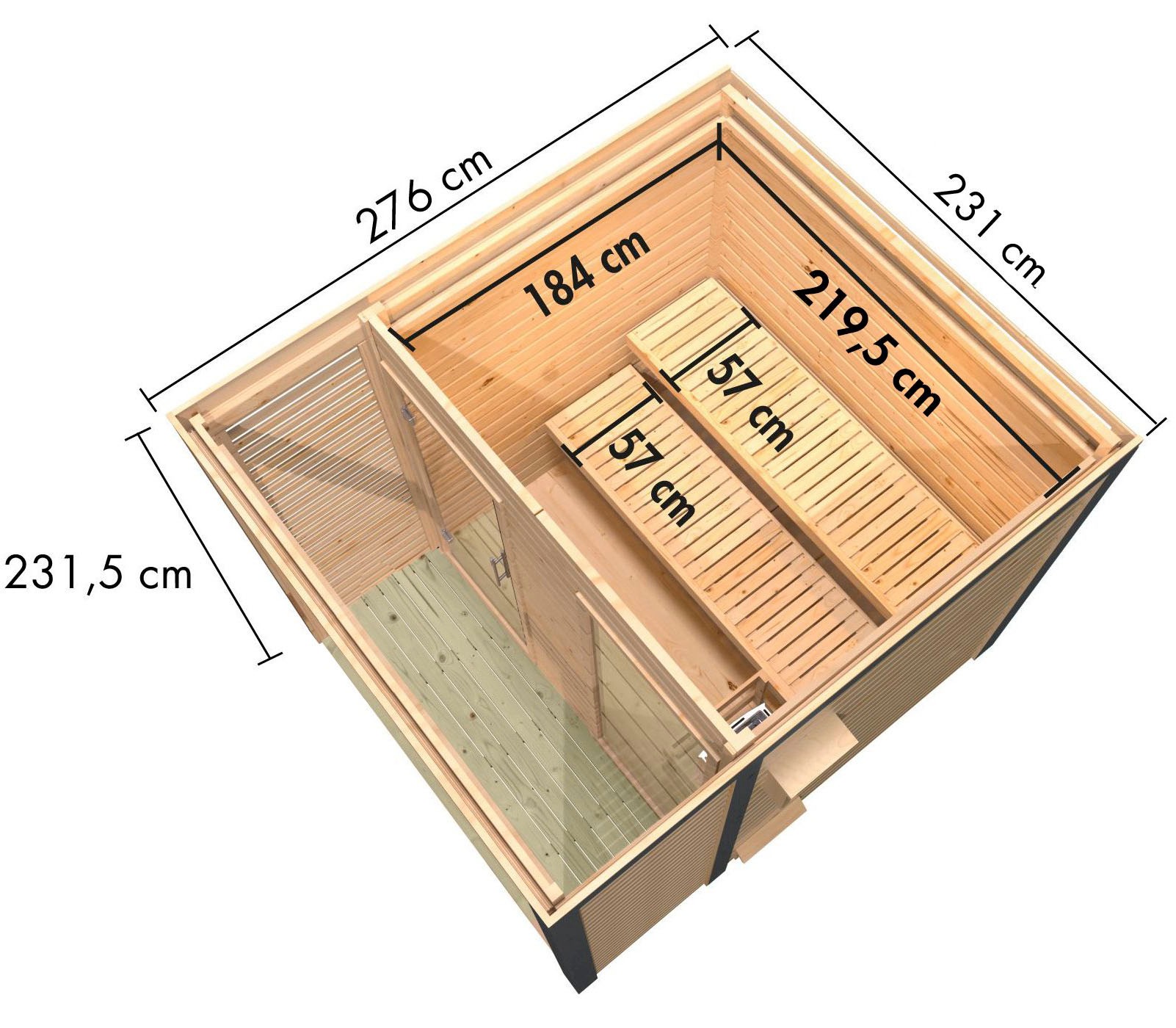 Karibu Saunahaus »Anja 2« Set,  Ofen 9 KW externe Strg easy