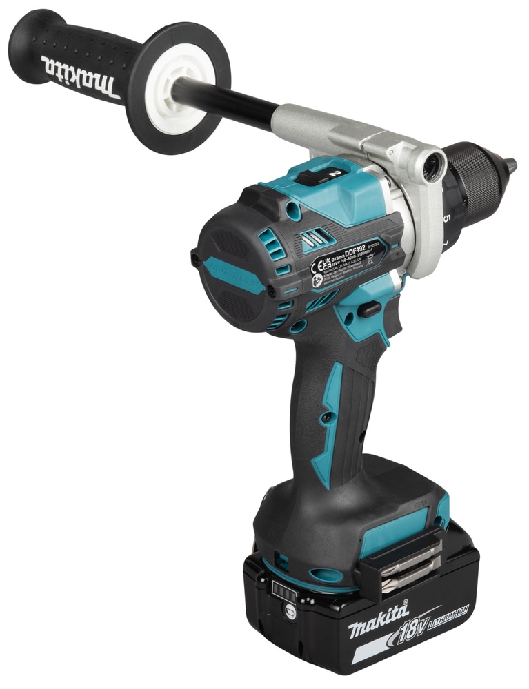 Makita Akku-Bohrschrauber »»DDF492RG3J« 18V, max. 141 Nm, Inkl. 3x 6Ah Akku und Ladegerät« extrastark, bürstenlos, für intensive Bohrungen und Verschraubungen