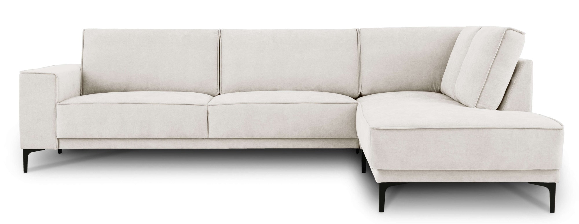 PLACES OF STYLE Ecksofa »Polsterecke Oland, Struktur, Flachgewebe, Luxus-Microfaser, Boucle« L-Form, 289 cm, Wellenunterfederung, Skandi-Design, Metallfüße