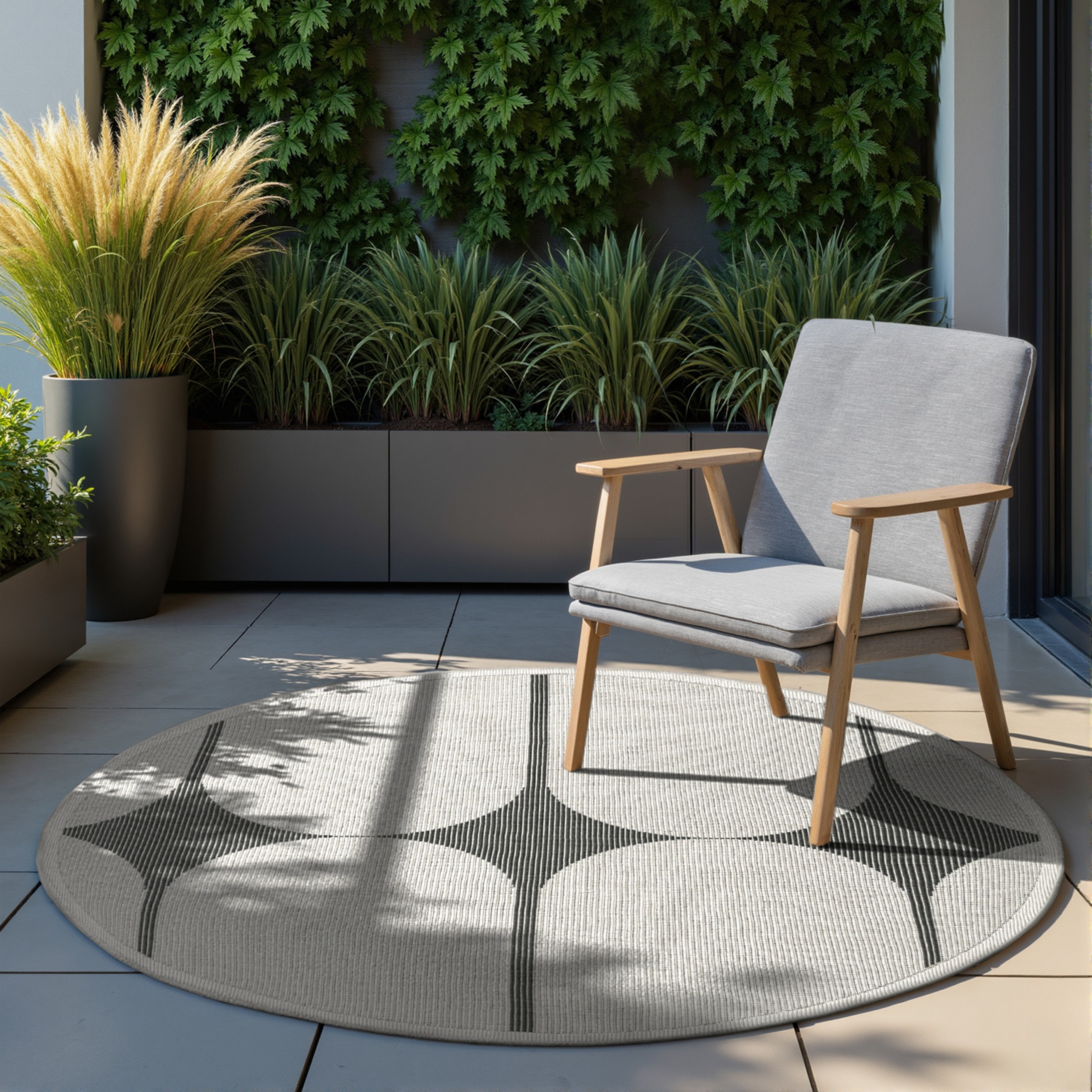 HANSE Home Outdoorteppich »Bowen Wendeteppich«, rund, 5 mm Höhe, In und Outdoor, Flachgewebe, wetterfest, pflegeleicht, robust