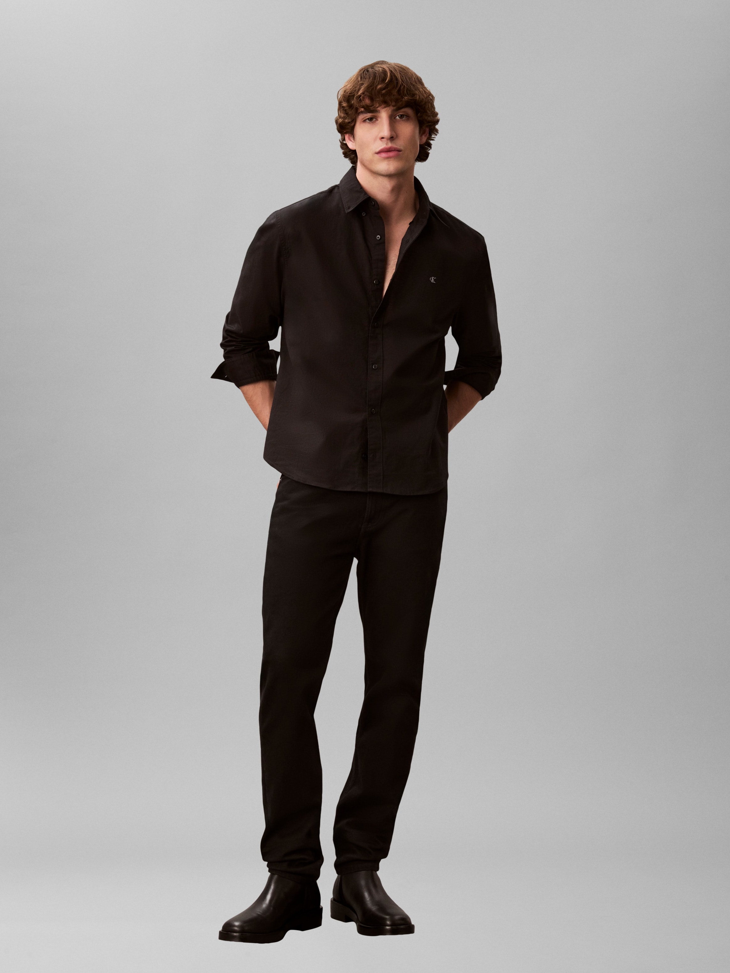 Calvin Klein Jeans Langarmhemd »LS SOLID OXFORD CLASSIC SHIRT« Mit Rundhalsausschnitt