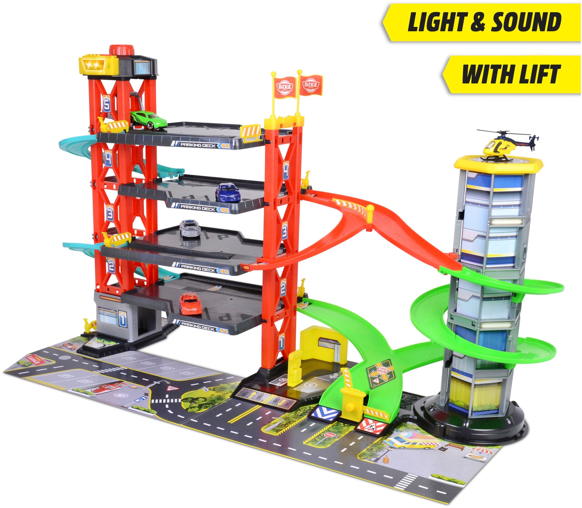 Dickie Toys Spiel-Parkgarage »Parking Garage«, inklusive 5 Fahrzeuge; mit Licht und Sound