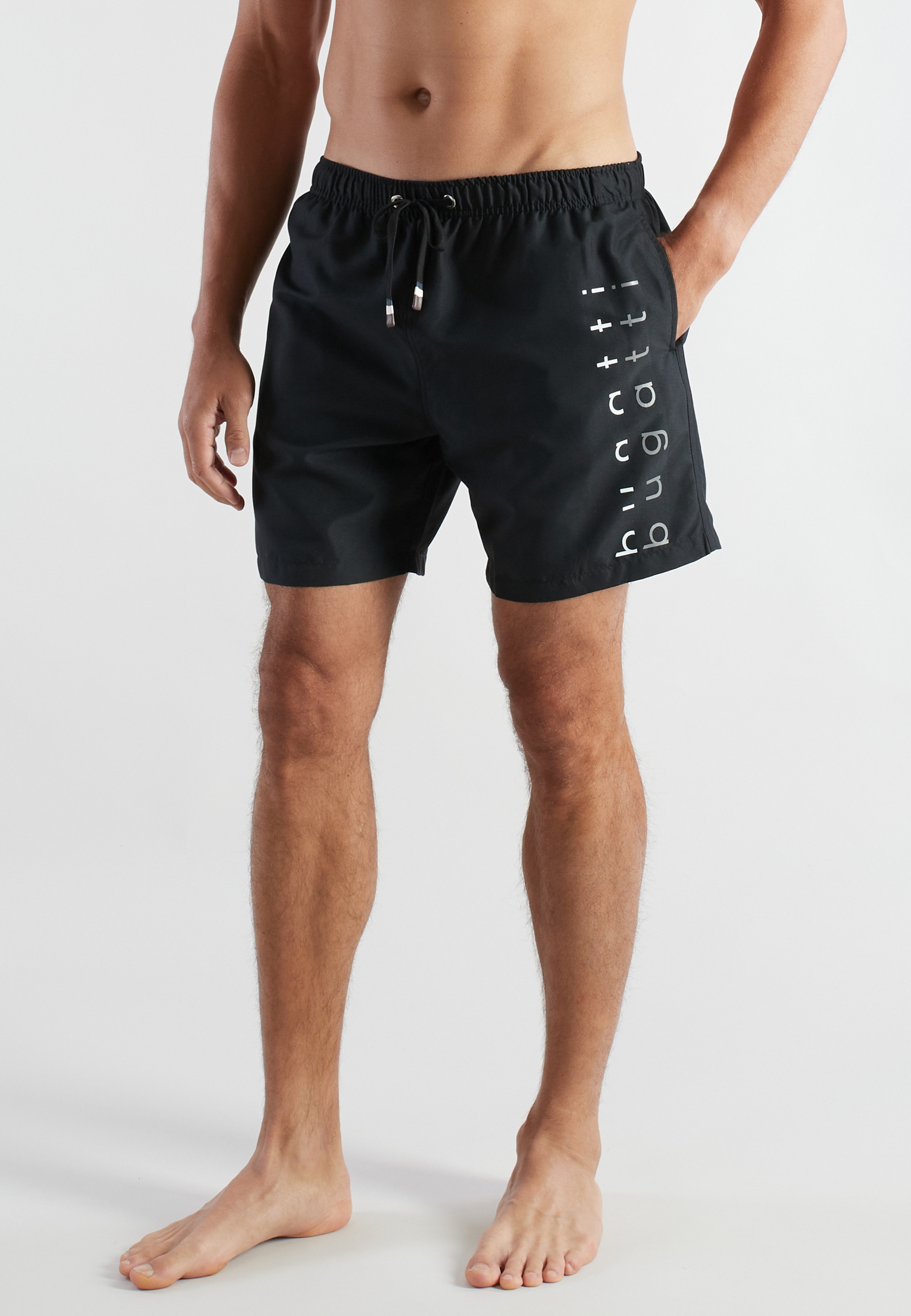 bugatti Badeshorts basic, mit Logodruck, mit Kordelzug, bequem