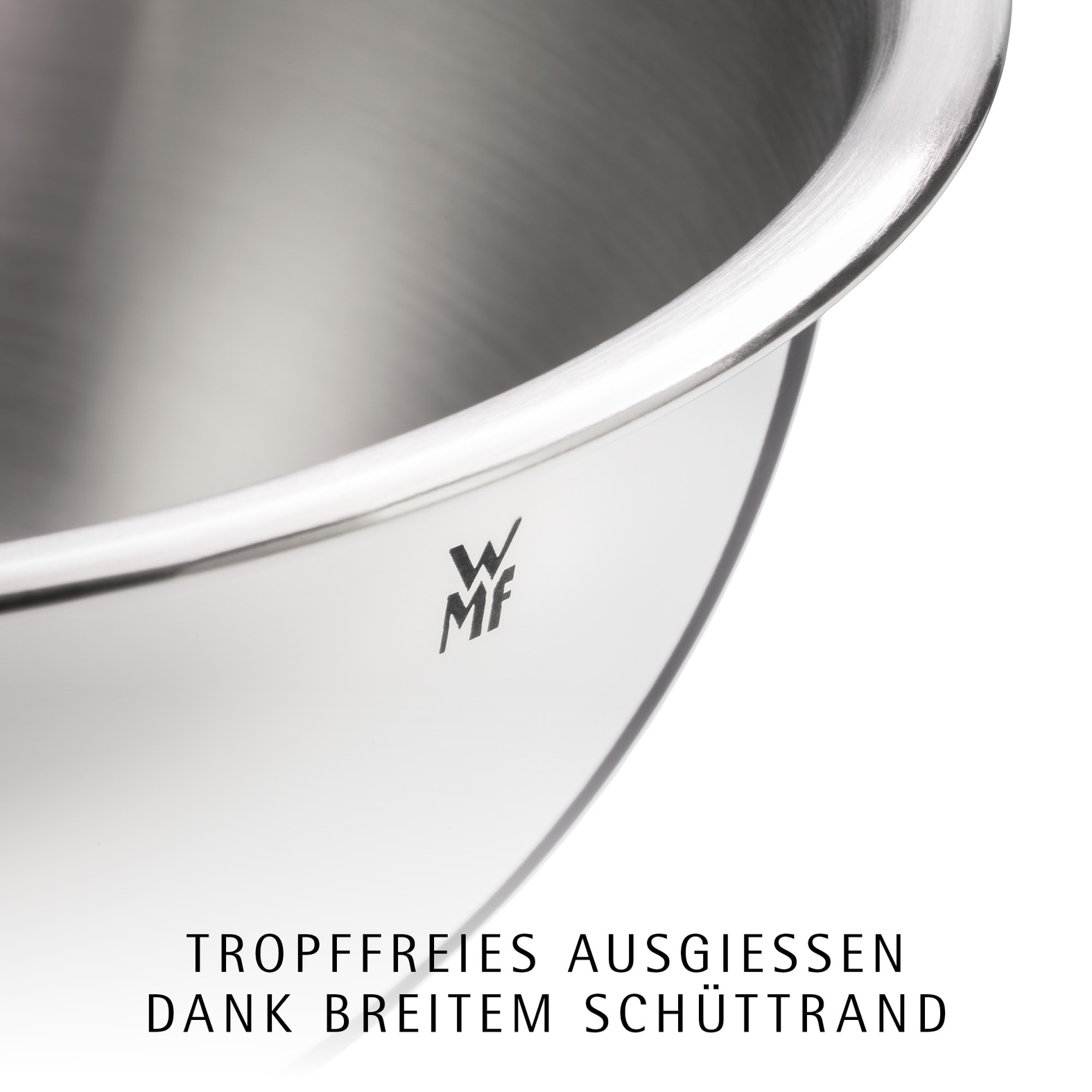 WMF Schüssel »Set Gourmet (Ø 16/18/22/24 cm), 360° Schüttrand, tropffreies Ausgießen« 4 Stk. aus Edelstahl vielseitig, stapelbar, platzsparende Aufbewahrung