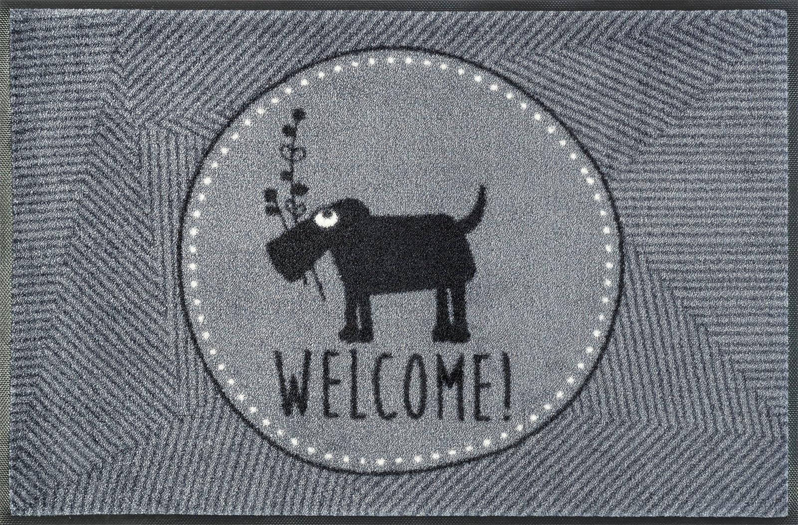 wash+dry by Kleen-Tex Fußmatte »Herr Just, Welcome«, rechteckig,  Schmutzfangmatte, Motiv Hund, mit Spruch, rutschhemmend bestellen bei OTTO