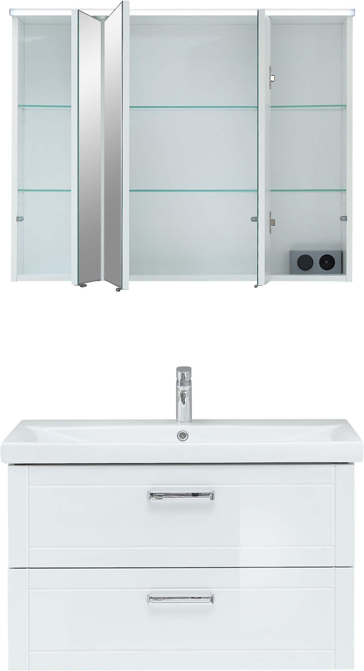 Saphir Badmöbel-Set »Serie 3007, Waschtisch mit Spiegelschrank« 3 Stk. tlg.