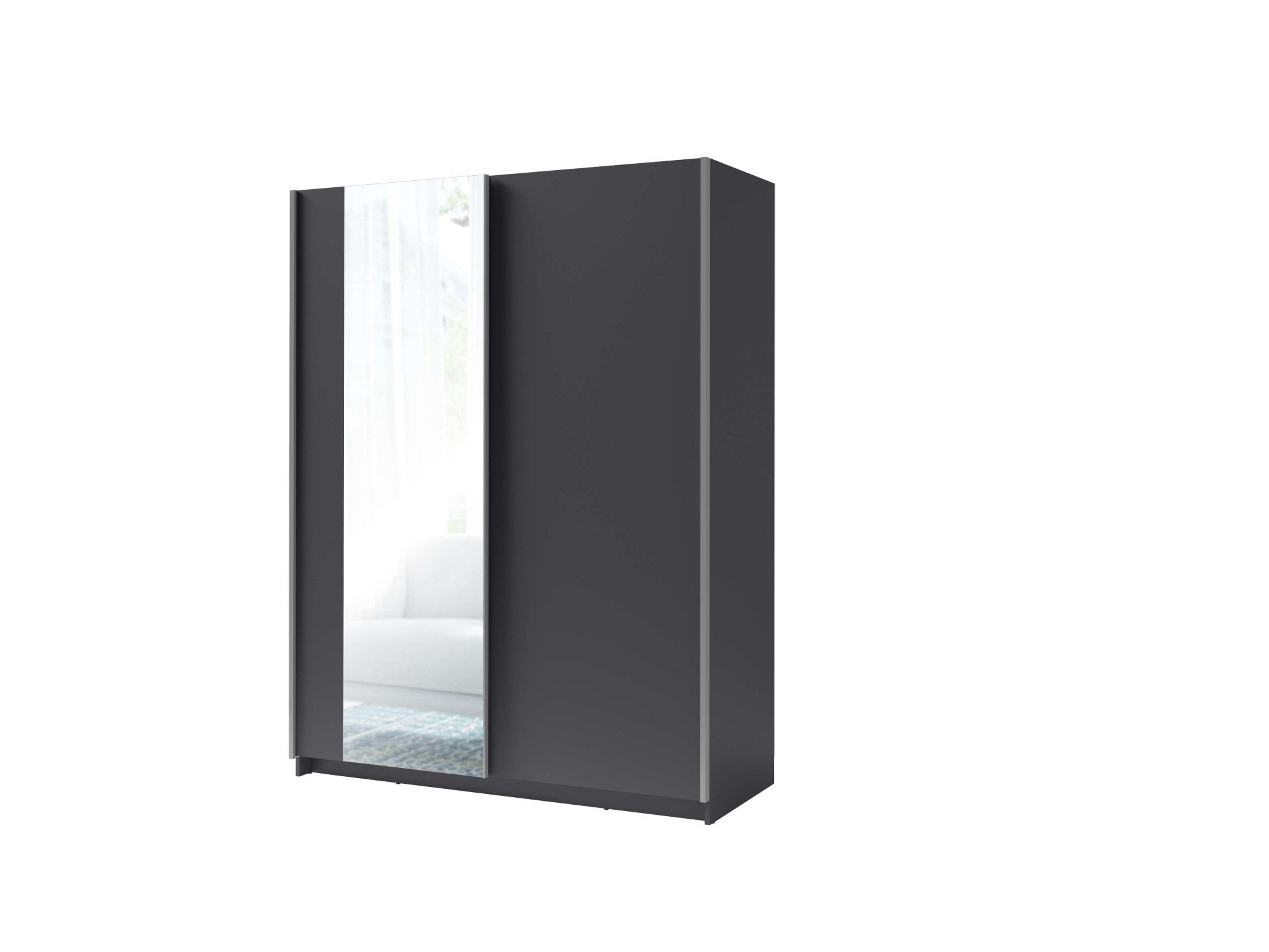 Home affaire Kleiderschrank »GRETCHEN Schiebetürenschrank mit 5 Fächer, Kleiderstange und Spiegel« Garderobe mit 2 Schwebetüren und Spiegel, Maße B/T/H: 150,6/2/198,5 cm