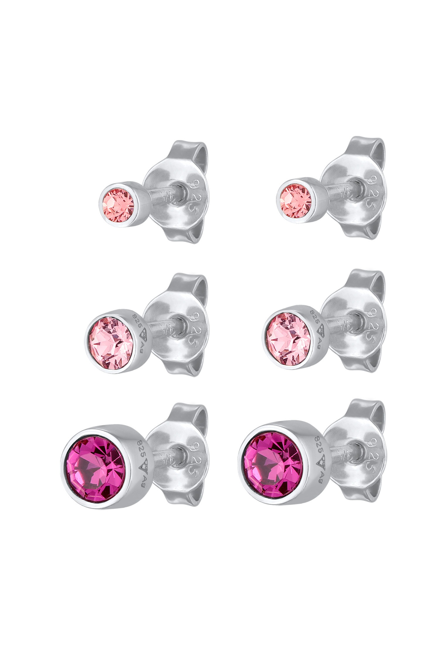 Elli Ohrstecker-Set »Ohrringe Stecker Set Kristalle Rosa 925 Silber«
