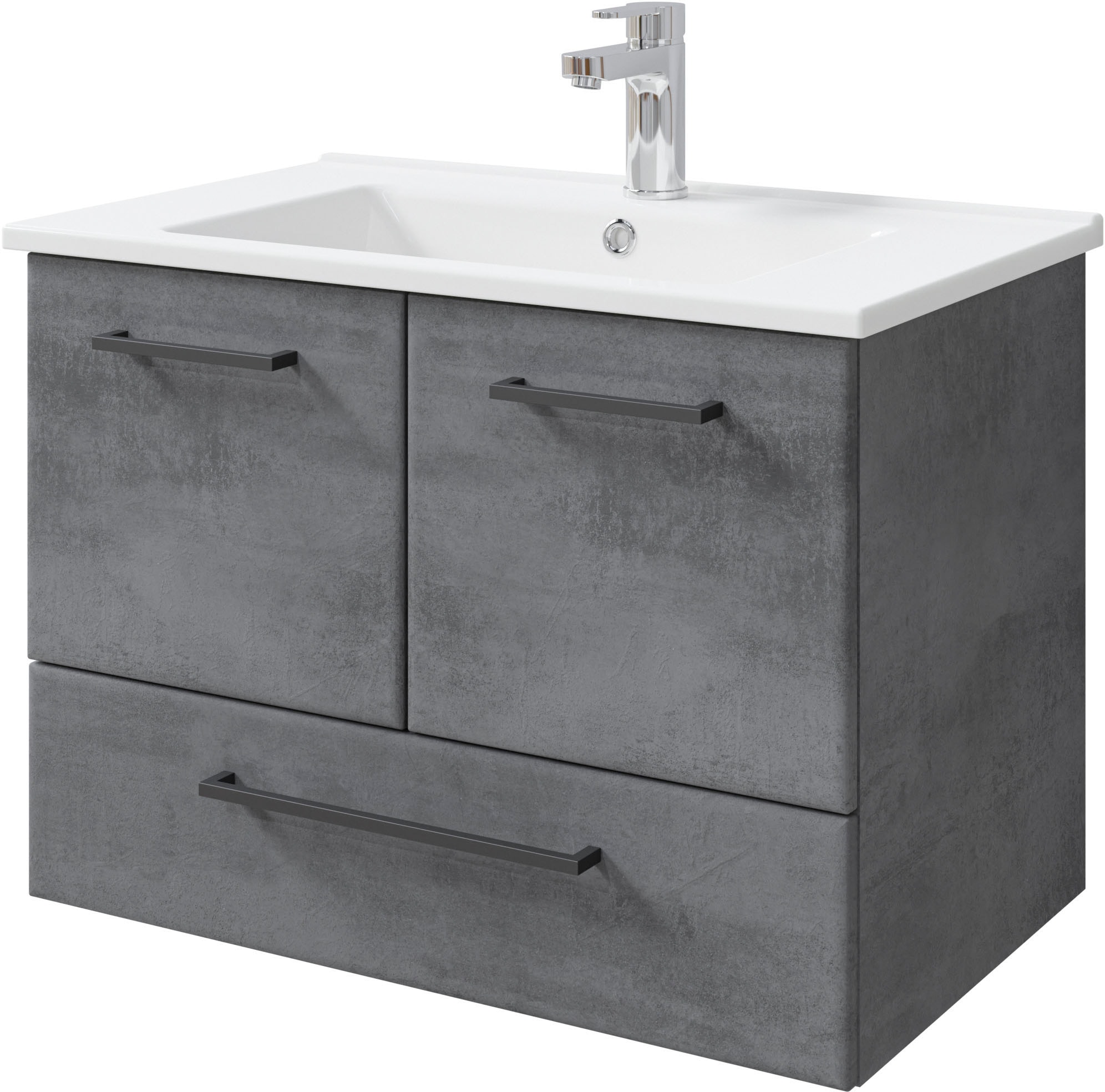 Saphir Badmöbel-Set »Quickset 945 Keramik-Waschtisch mit Unterschrank, 75 cm breit«, (1 St.), Waschplatz, 2 Türen, 1 Schublade, inkl. Türdämpfer, Waschtisch Set