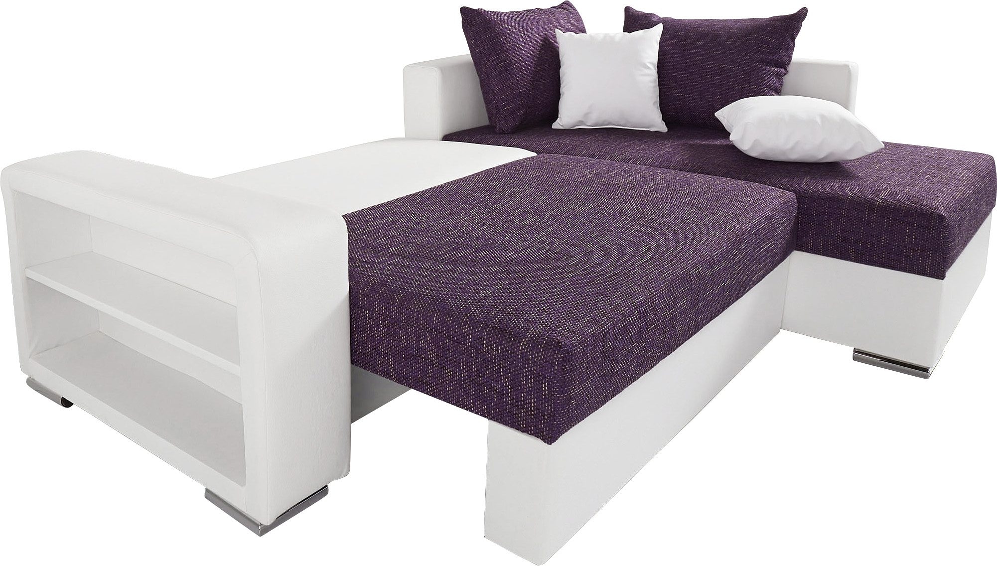 COLLECTION AB Ecksofa »John L-Form«, Regalarmlehne,Bettfunktion,Bettkasten,Ottomane beiseitig montierbar