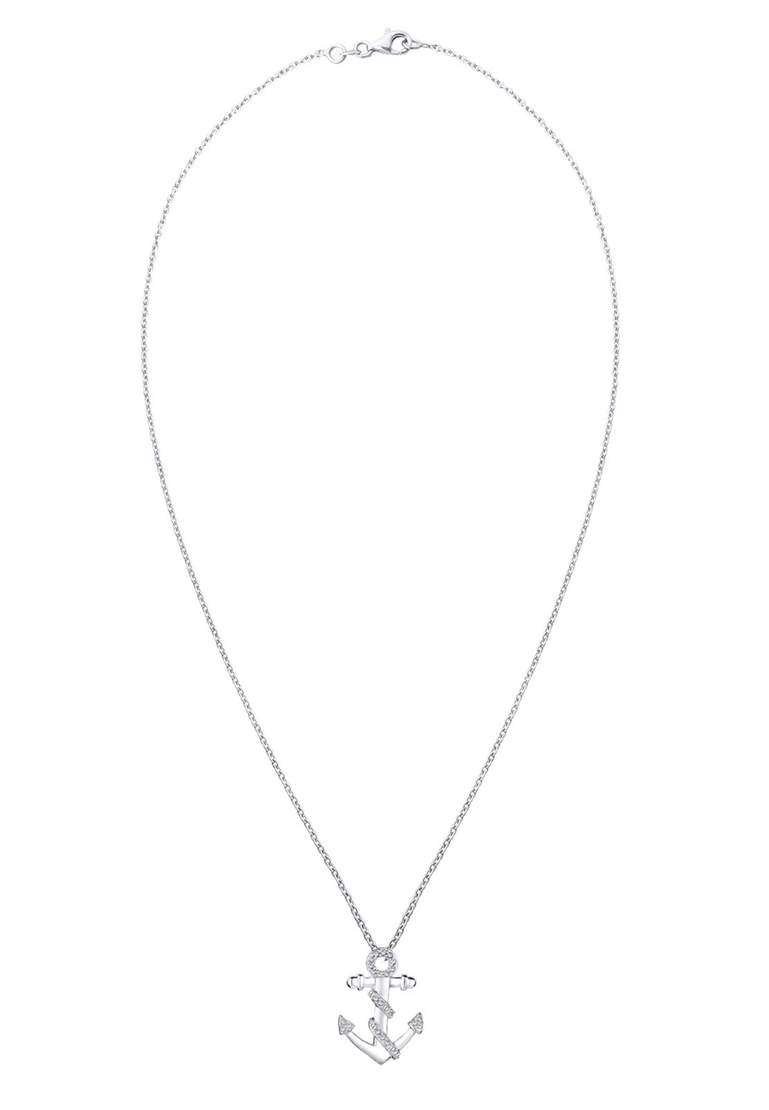 Elli Silberkette »Halskette Anker Glas Kristalle Weiß 925 Sterling Silber«
