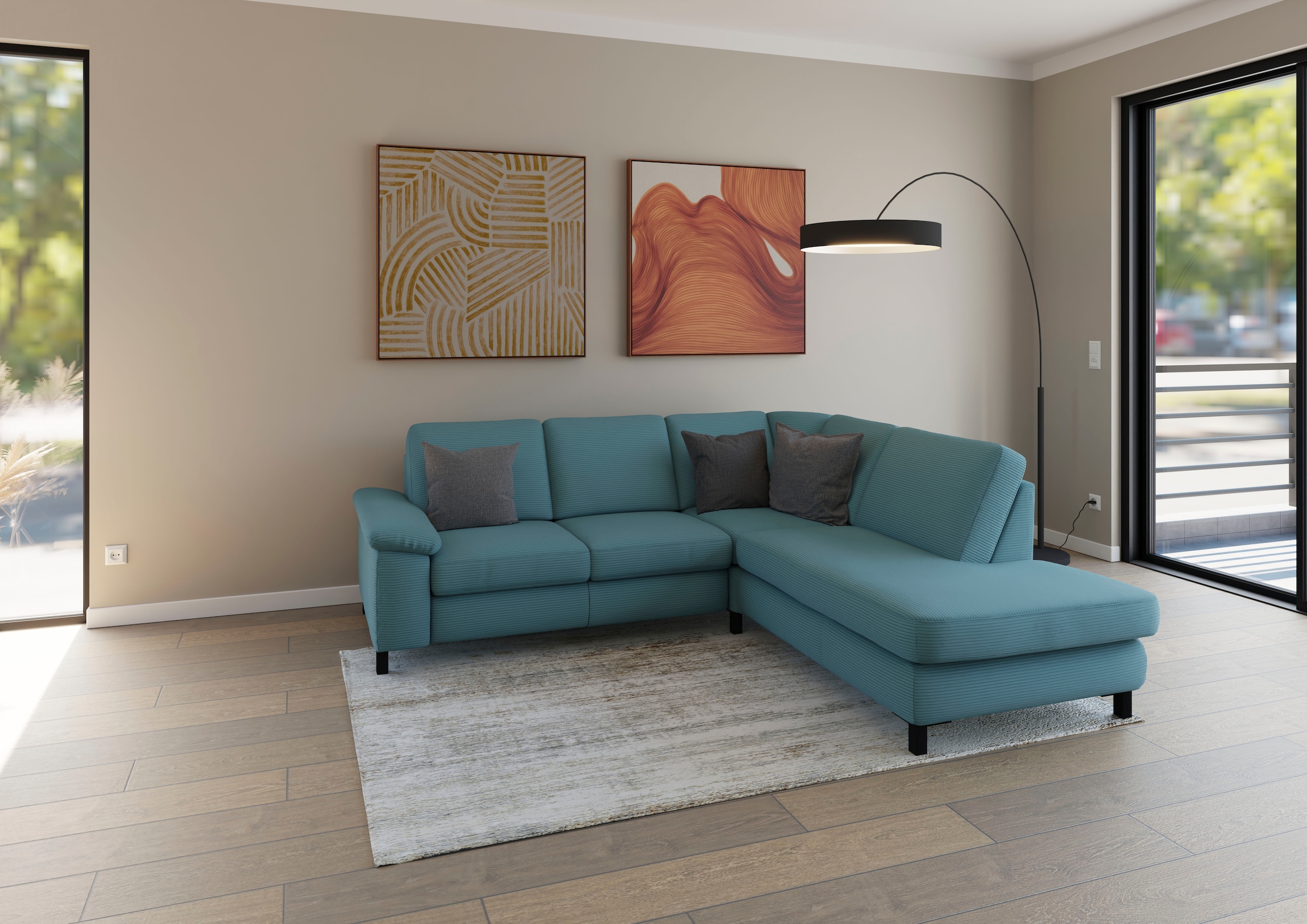 Musterring Ecksofa »MR365« Mit aufliegender 28 cm Armlehne,wahlweise in 3 Materialien,240 x 219cm