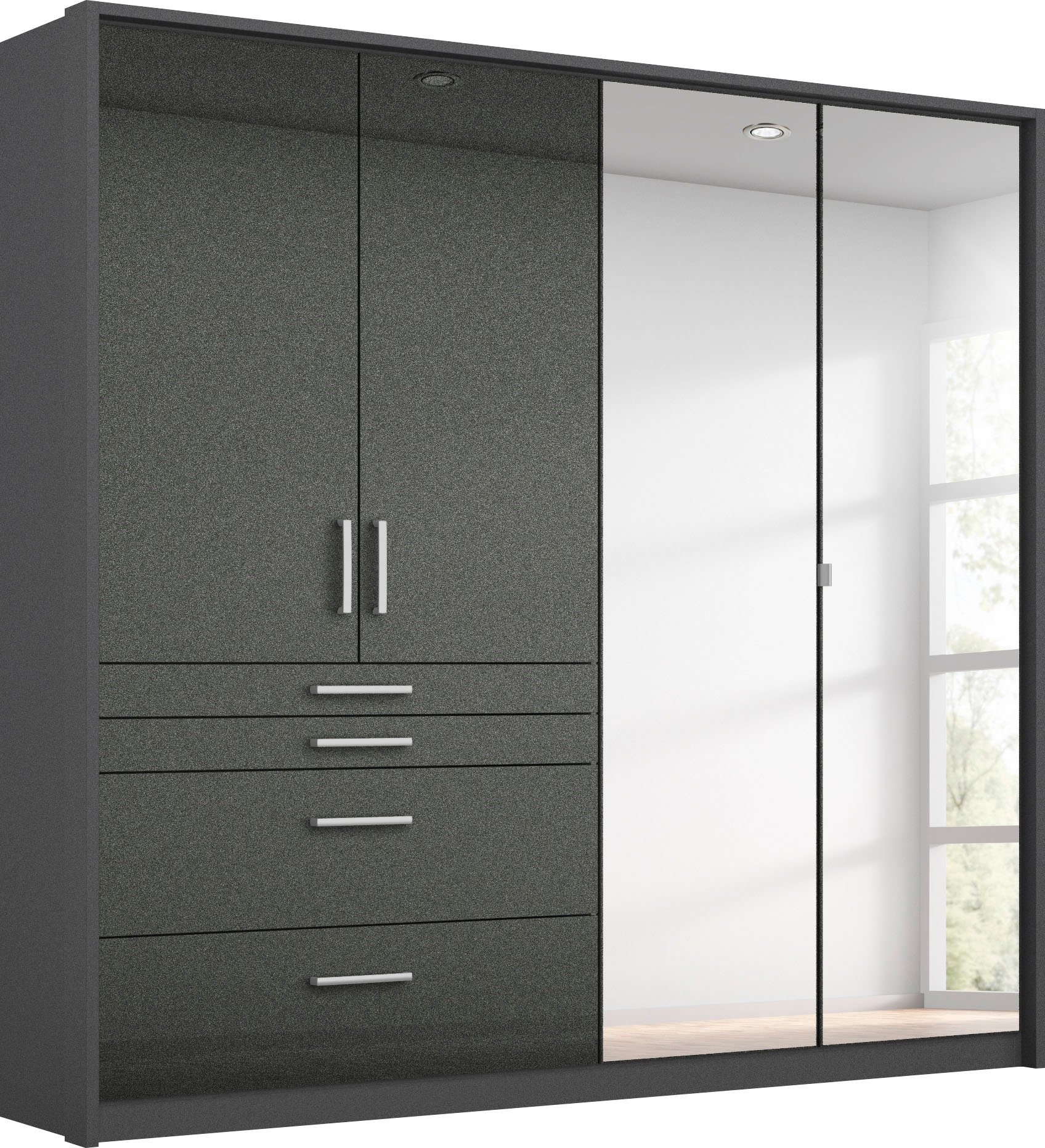 rauch Drehtürenschrank »Kleiderschrank Schrank Garderobe Garderobenschrank Topseller HOMBURG«, inkl. Passepartout, oberer Schubkasten mit Einteilung MADE IN GERMANY