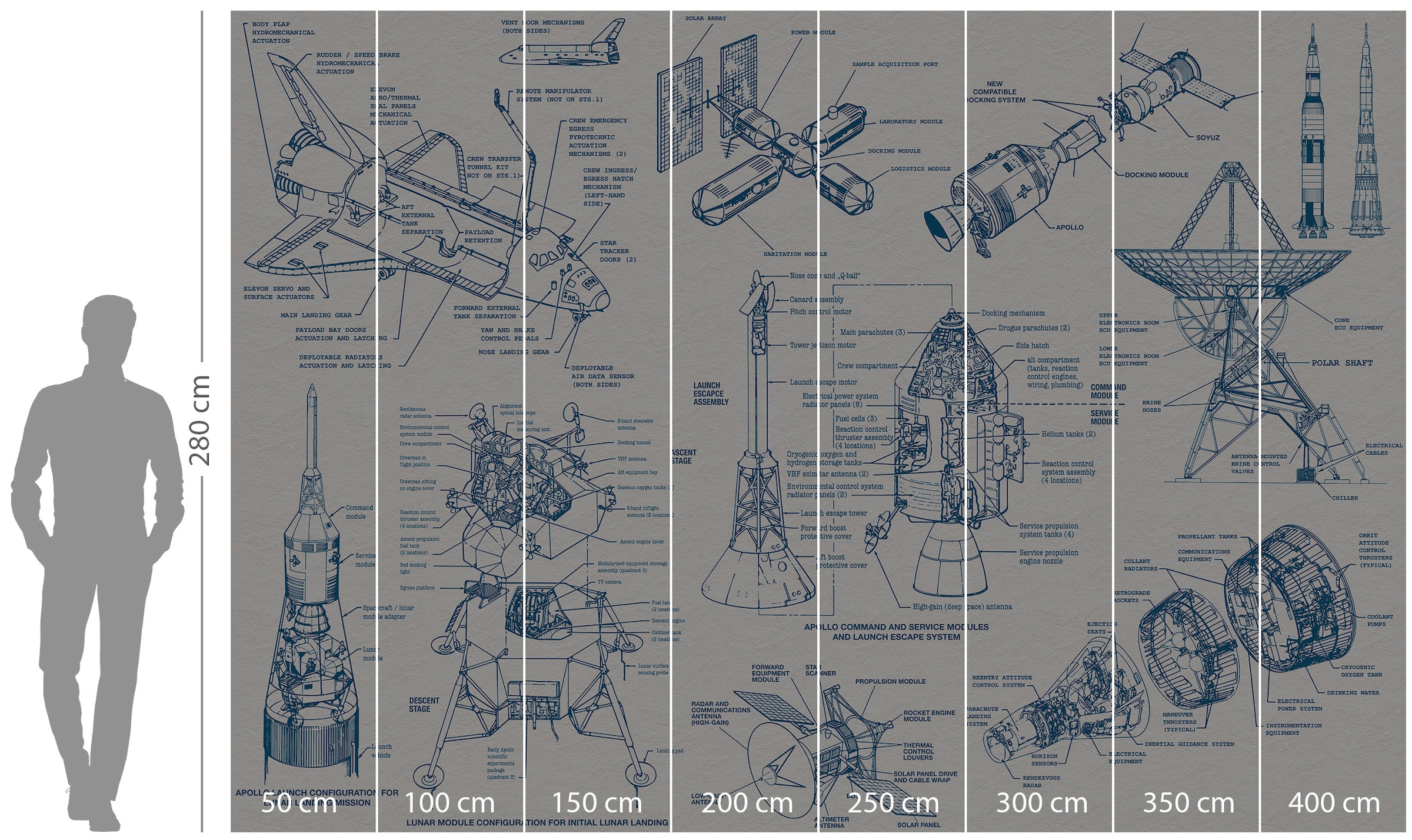 Komar Vliestapete »Spacecraft Architecture«, 400x280 cm (Breite x Höhe)