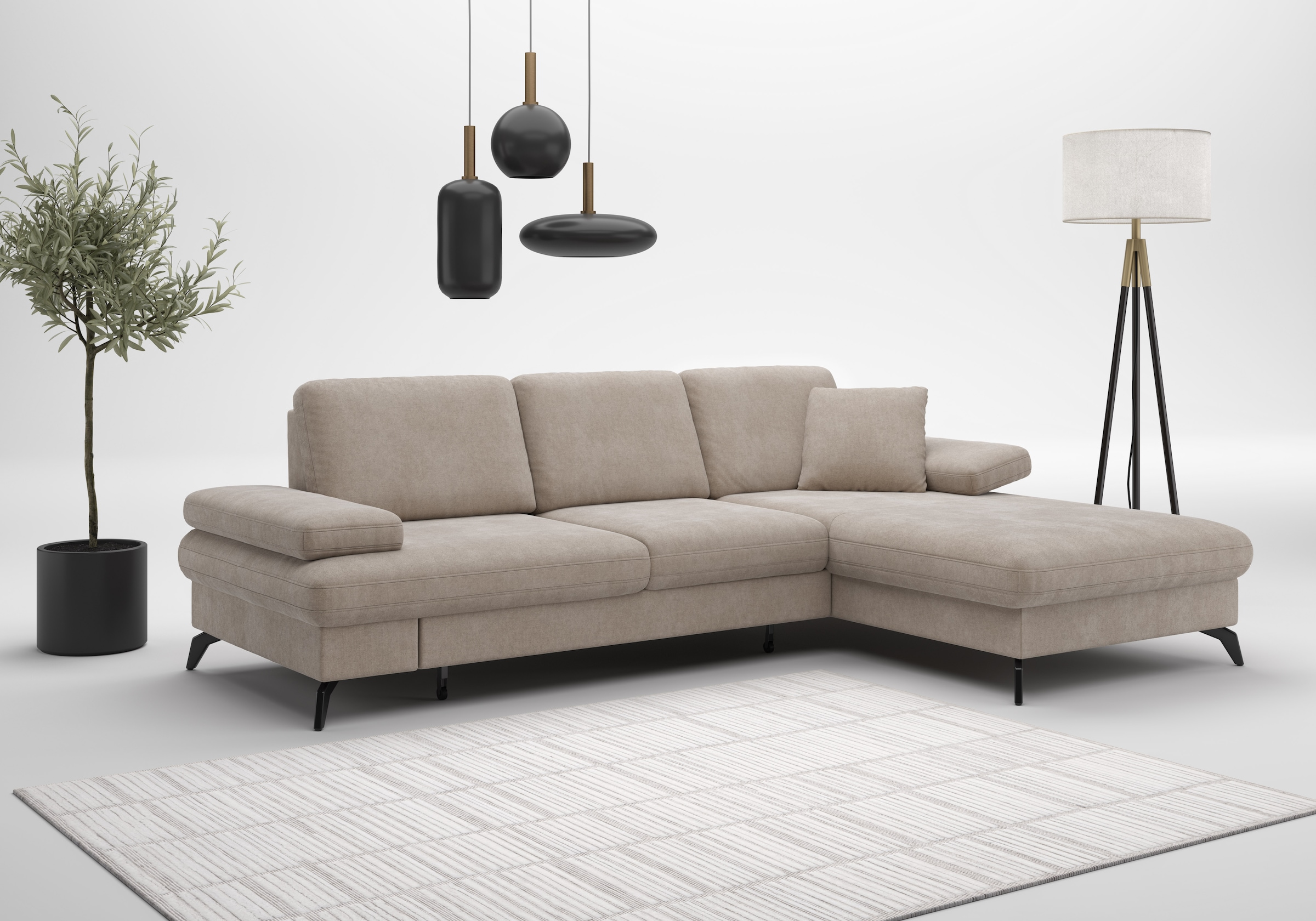 sit&more Ecksofa »Morris Jubi L-Form, inklusive XXL-Liegefläche, bzw. Schlaffunktion«, Bettfunktion, Armteilverstellung und 1 Zierkissen