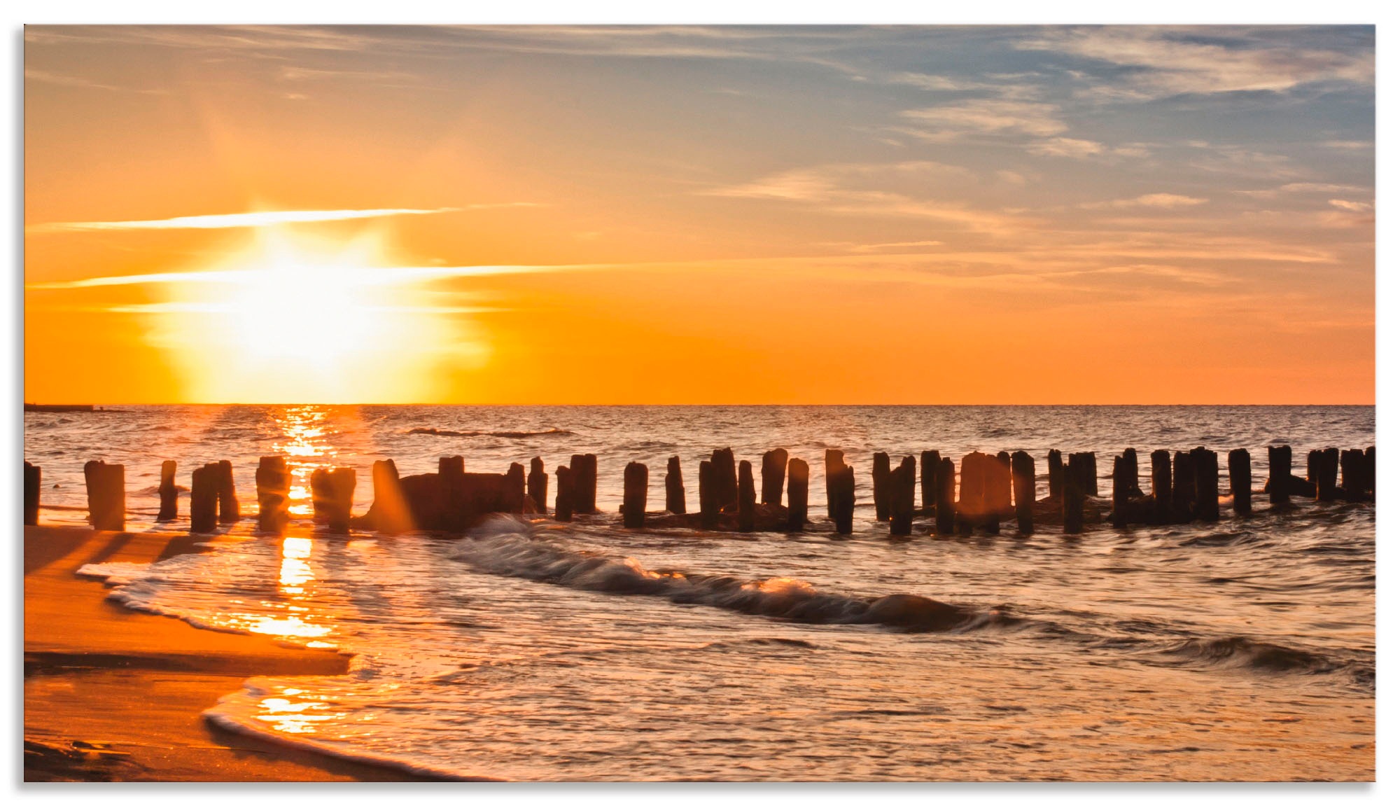 Küchenrückwand »Schöner Sonnenuntergang am Strand«, (1 tlg.), Alu Spritzschutz mit...