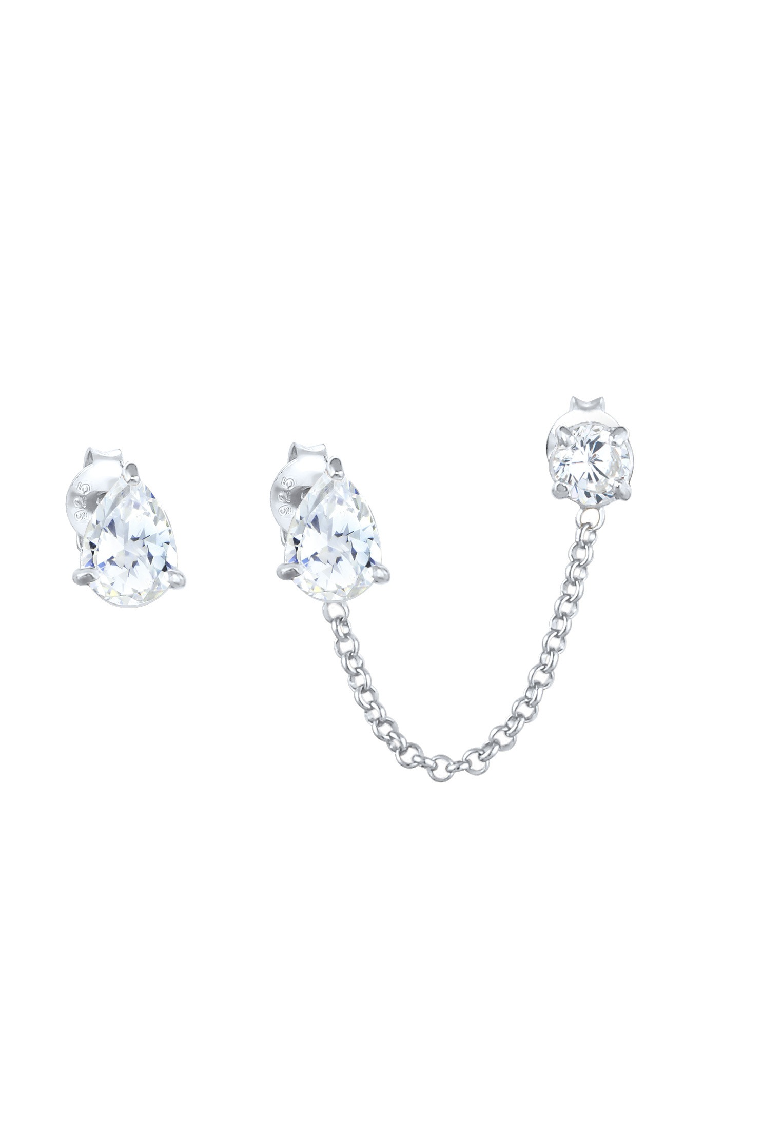 Elli Paar Ohrhänger »Ohrringe Zirkonia Tropfen Doppel Stecker 925 Silber«