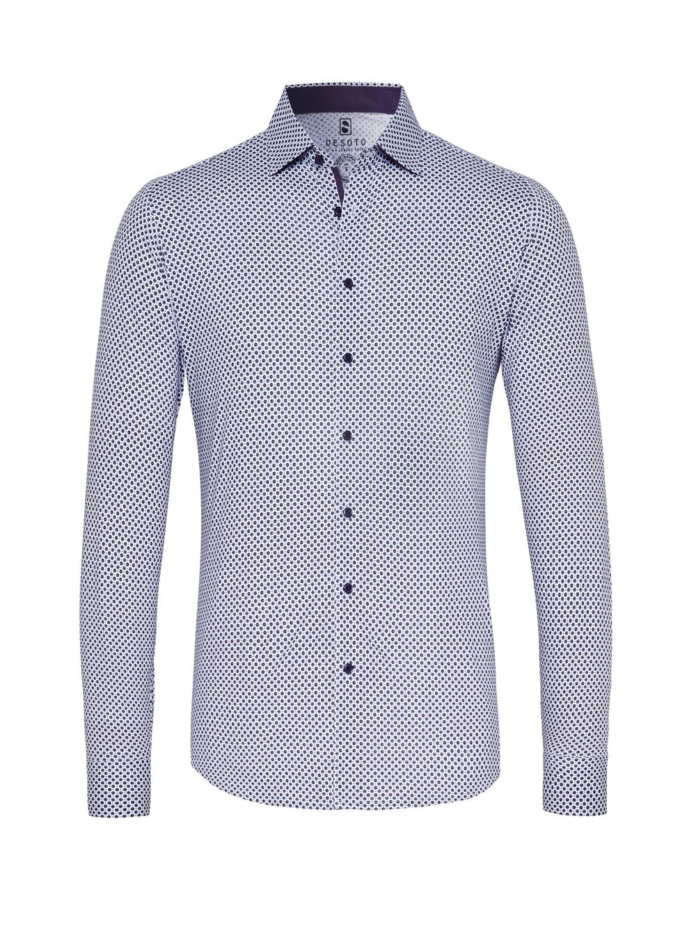 DESOTO Businesshemd »Jerseyhemd Casual Kent langarm«, Flexibler Stretch, mit Minimal Print, Kentkragen