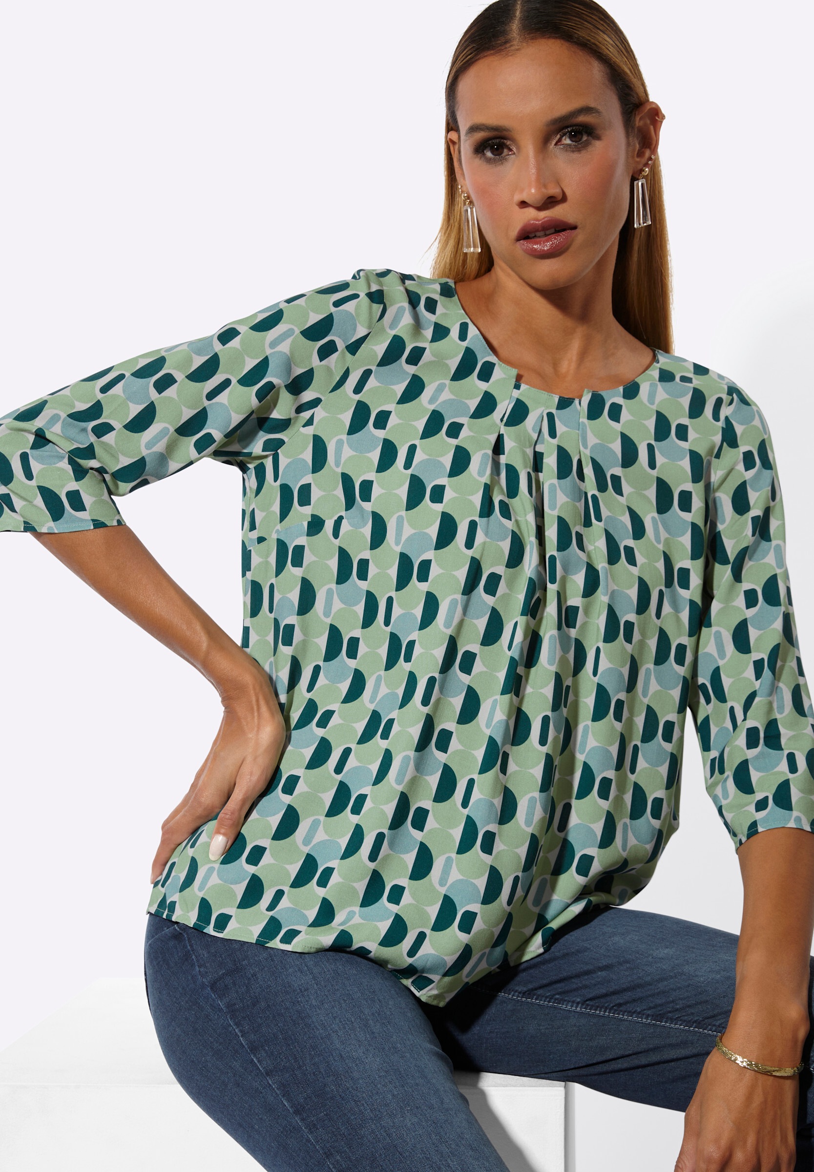 creation L Klassische Bluse »Druck-Bluse Druckbluse«