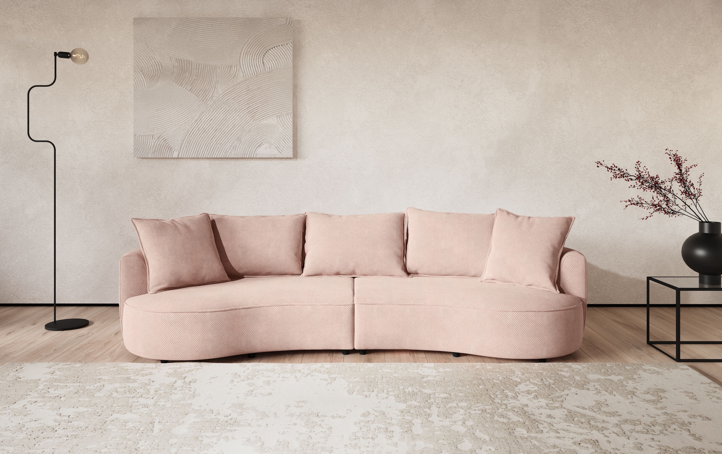 OTTO home Loungesofa »Sana, Breite 296 cm« Loungesofa mit Wellenunterfederung