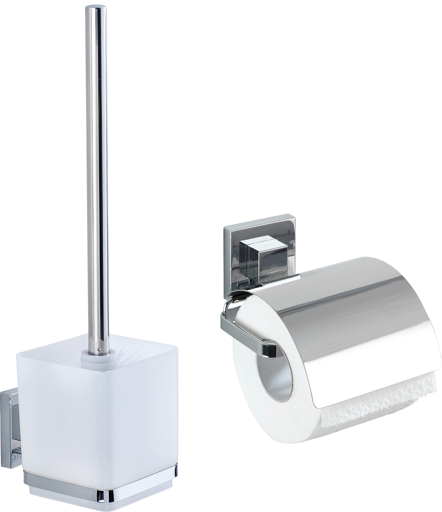 Badaccessoire-Set »Vacuum-Loc Quadro«, (Set, 2 tlg.), WC-Garnitur,Toilettenpapierhalter